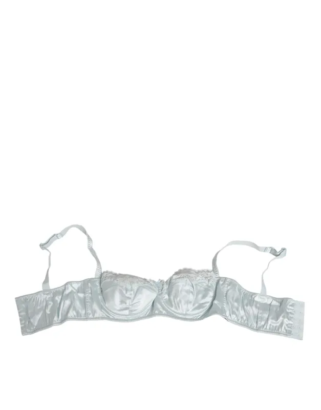Dolce & Gabbana Light Blue Silk Semi-Padded Balconette Underwear sold by Siebentaschen