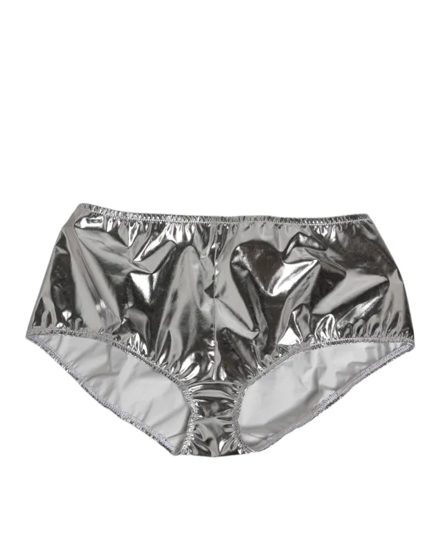 Dolce & Gabbana Silver Metallic High Waist Bikini Bottom Women  Underwear sold by Siebentaschen