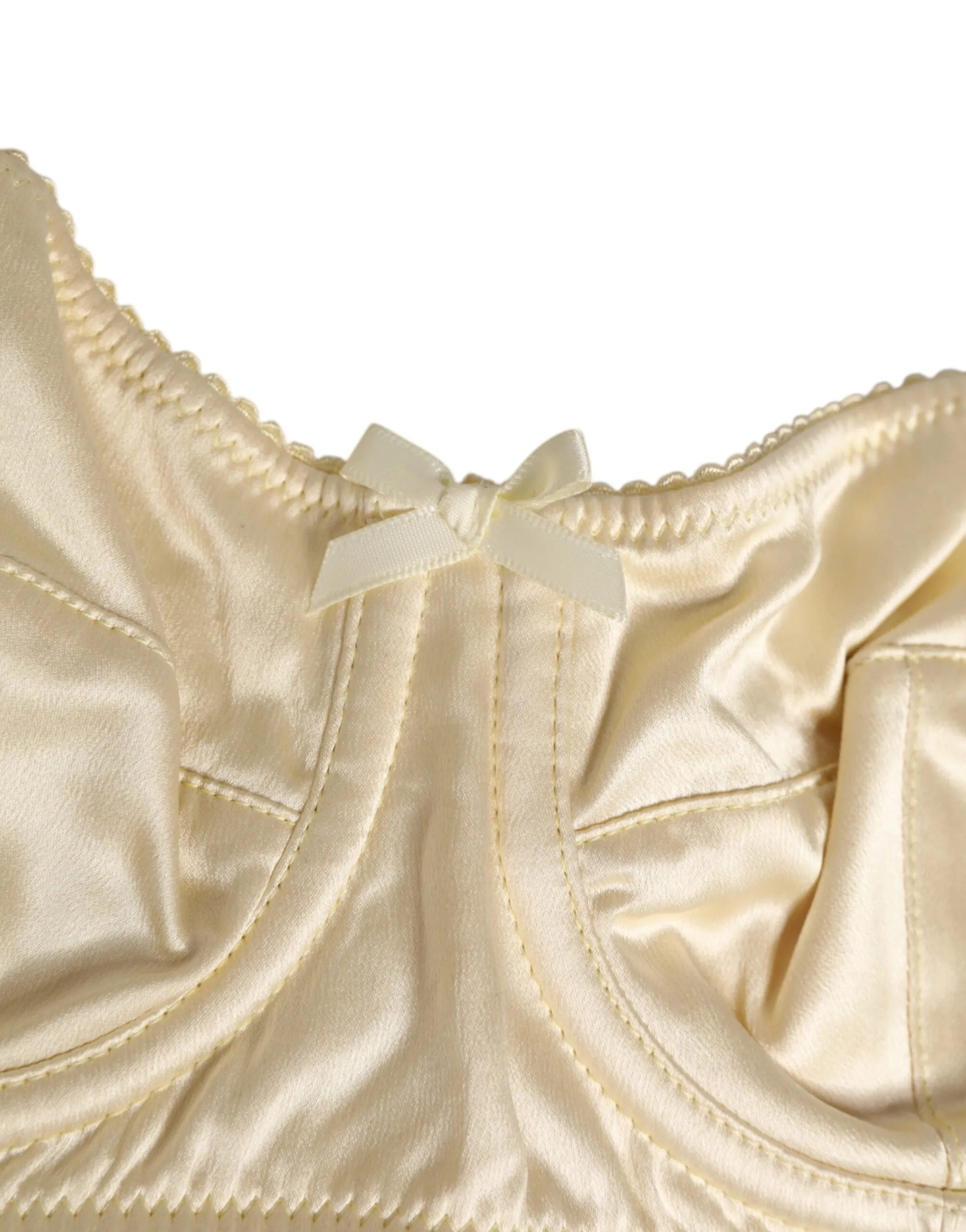 Dolce & Gabbana Cream Satin Blend Balconette Bra Underwear sold by Siebentaschen product image thumbnail 3