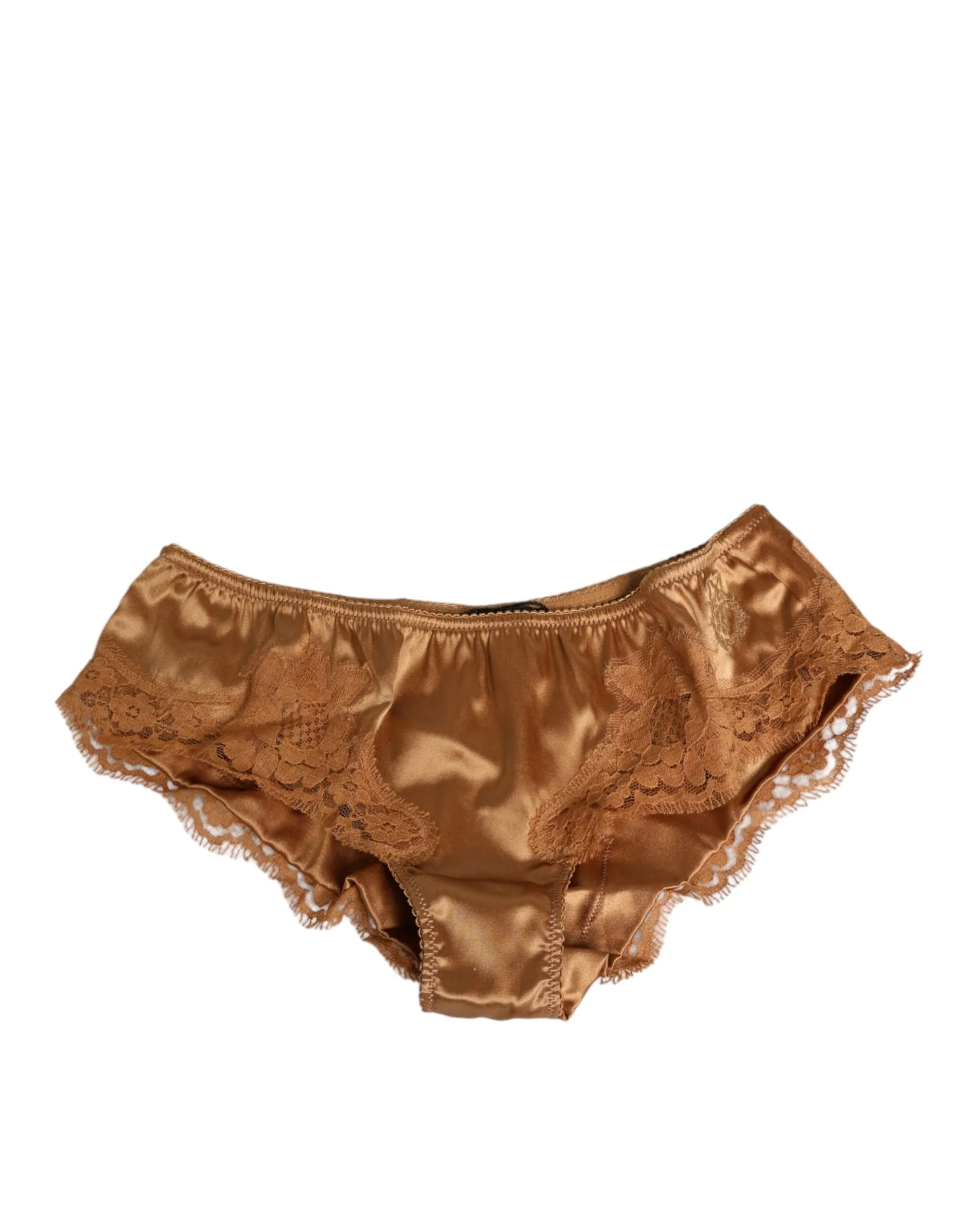 Dolce & Gabbana Brown Lace Silk Satin Slip Panties Underwear sold by Siebentaschen