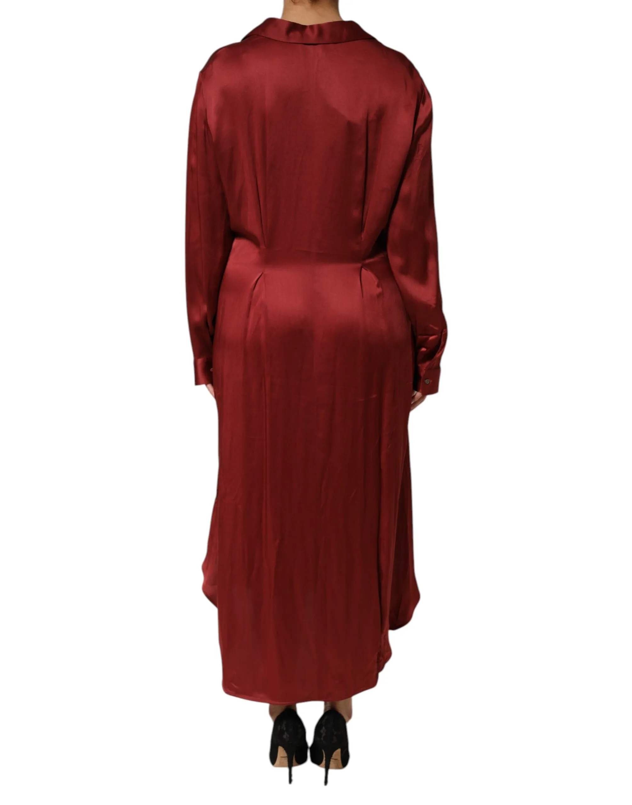 Fabiana Filippi Burgundy Acetate Viscose Satin Long Dress sold by Siebentaschen product image thumbnail 4