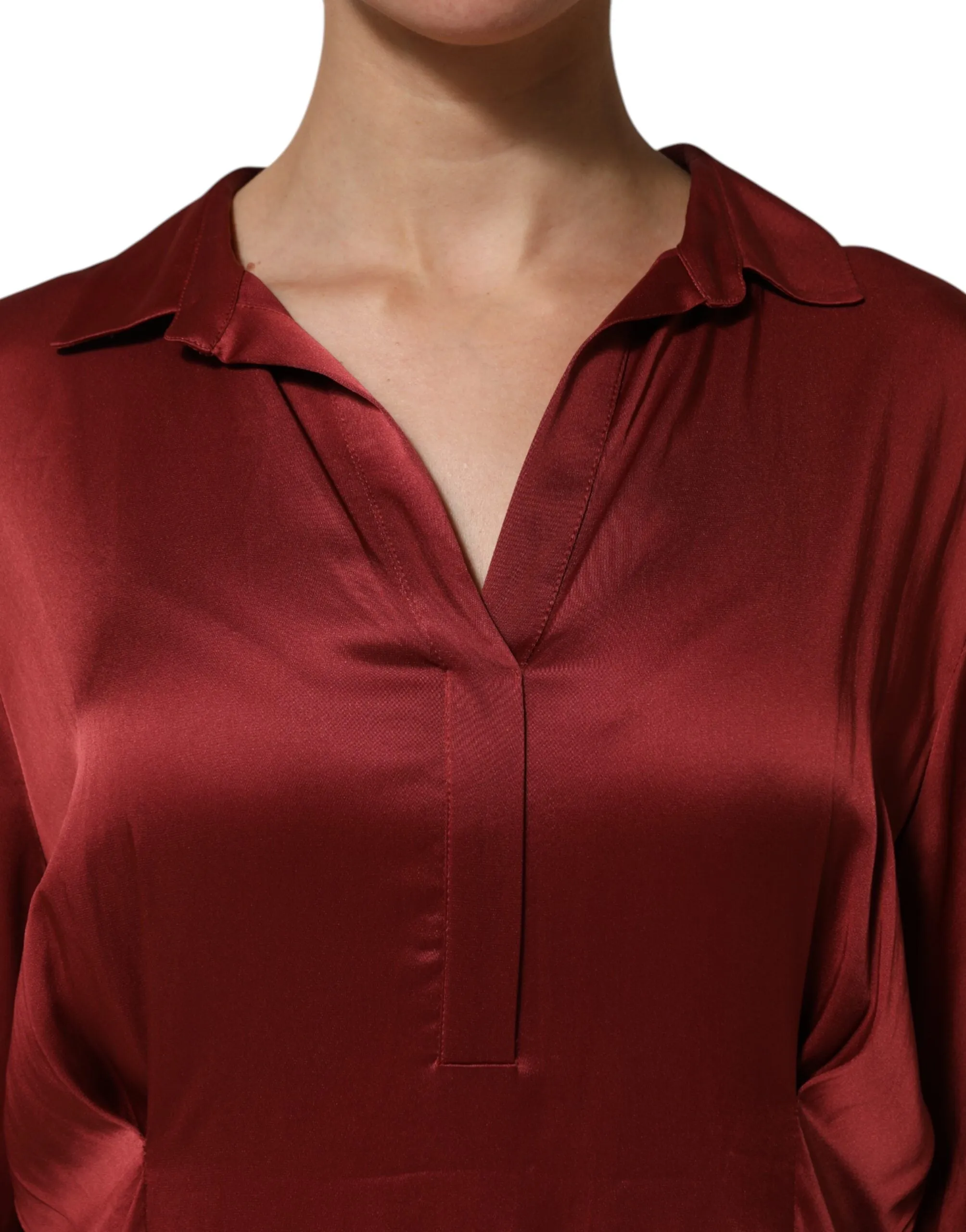 Fabiana Filippi Burgundy Acetate Viscose Satin Long Dress sold by Siebentaschen product image thumbnail 5