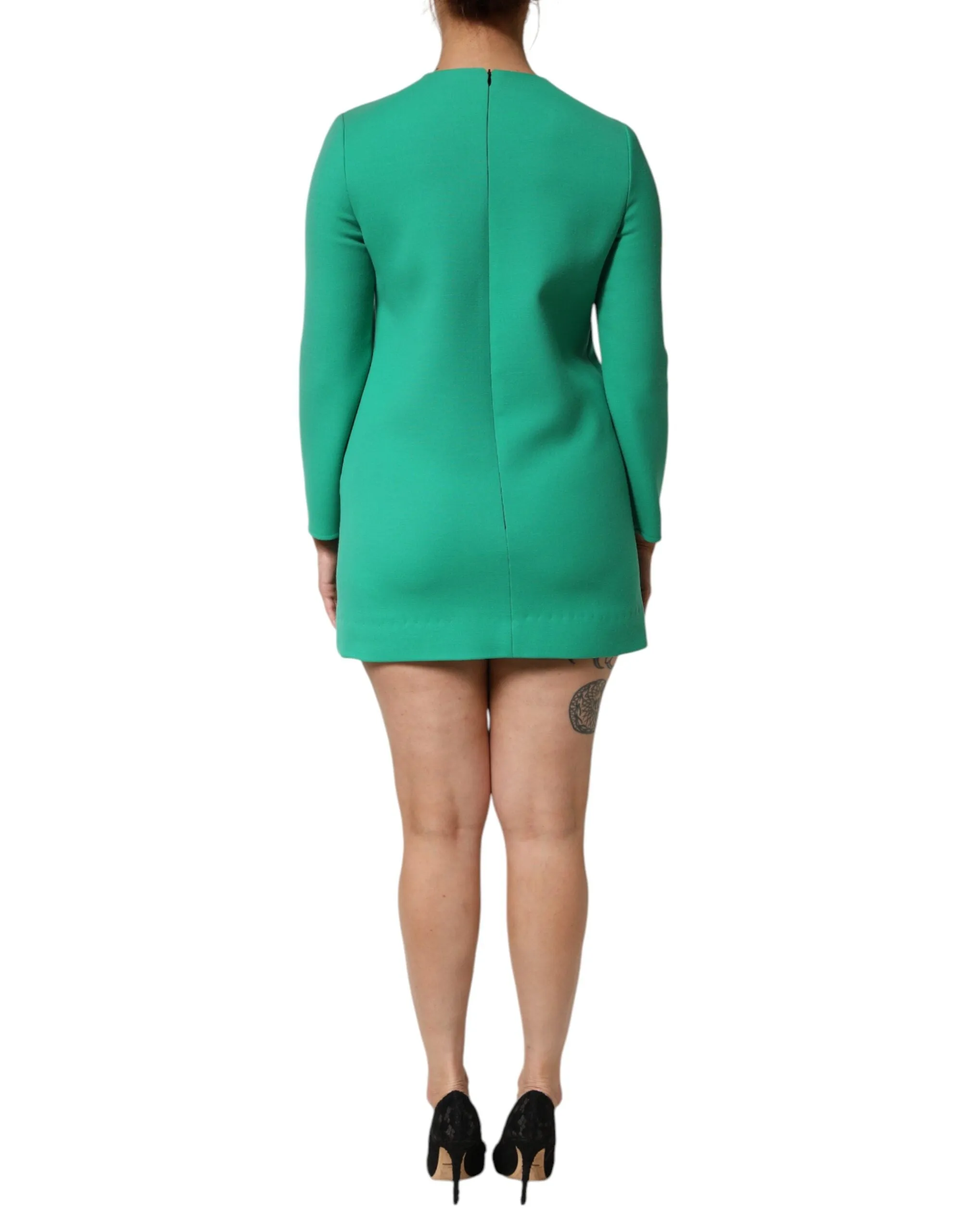 Dolce & Gabbana Green Viscose Acetate Mini Long Sleeve Dress sold by Siebentaschen product image thumbnail 4