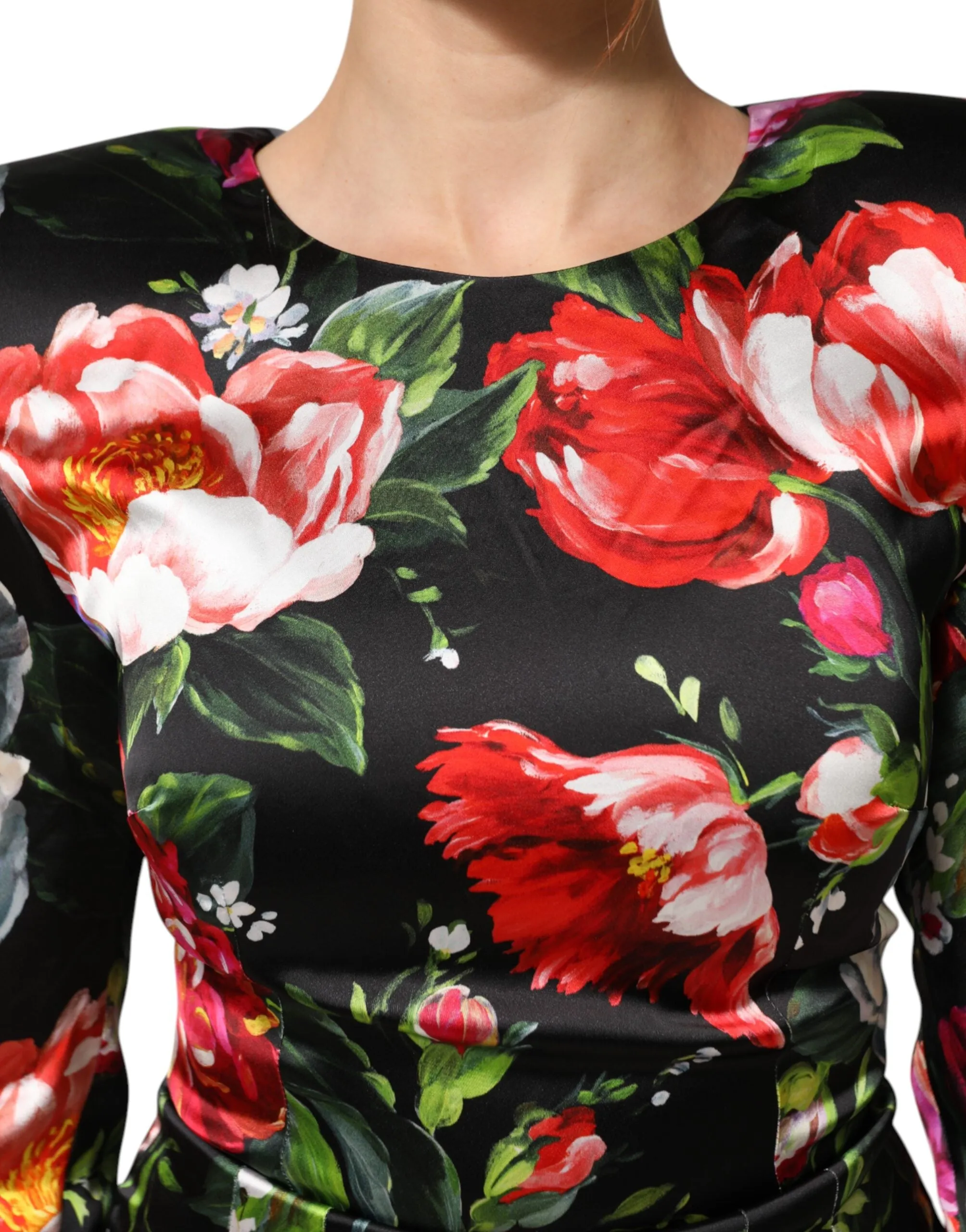 Dolce & Gabbana Black Floral Fiori Pittorici Mini Bodycon Dress sold by Siebentaschen product image thumbnail 5