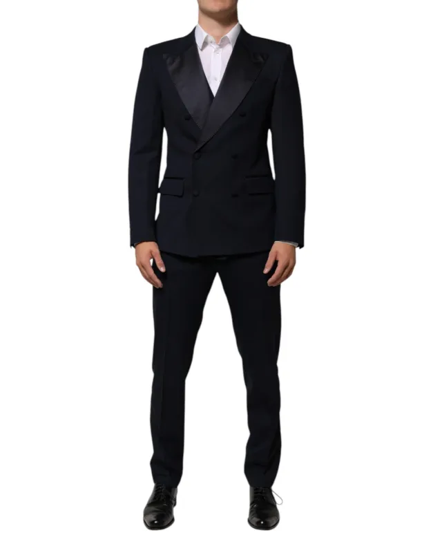 Dolce & Gabbana Black Wool 3 Piece Slim Fit Formal Men Suit sold by Siebentaschen