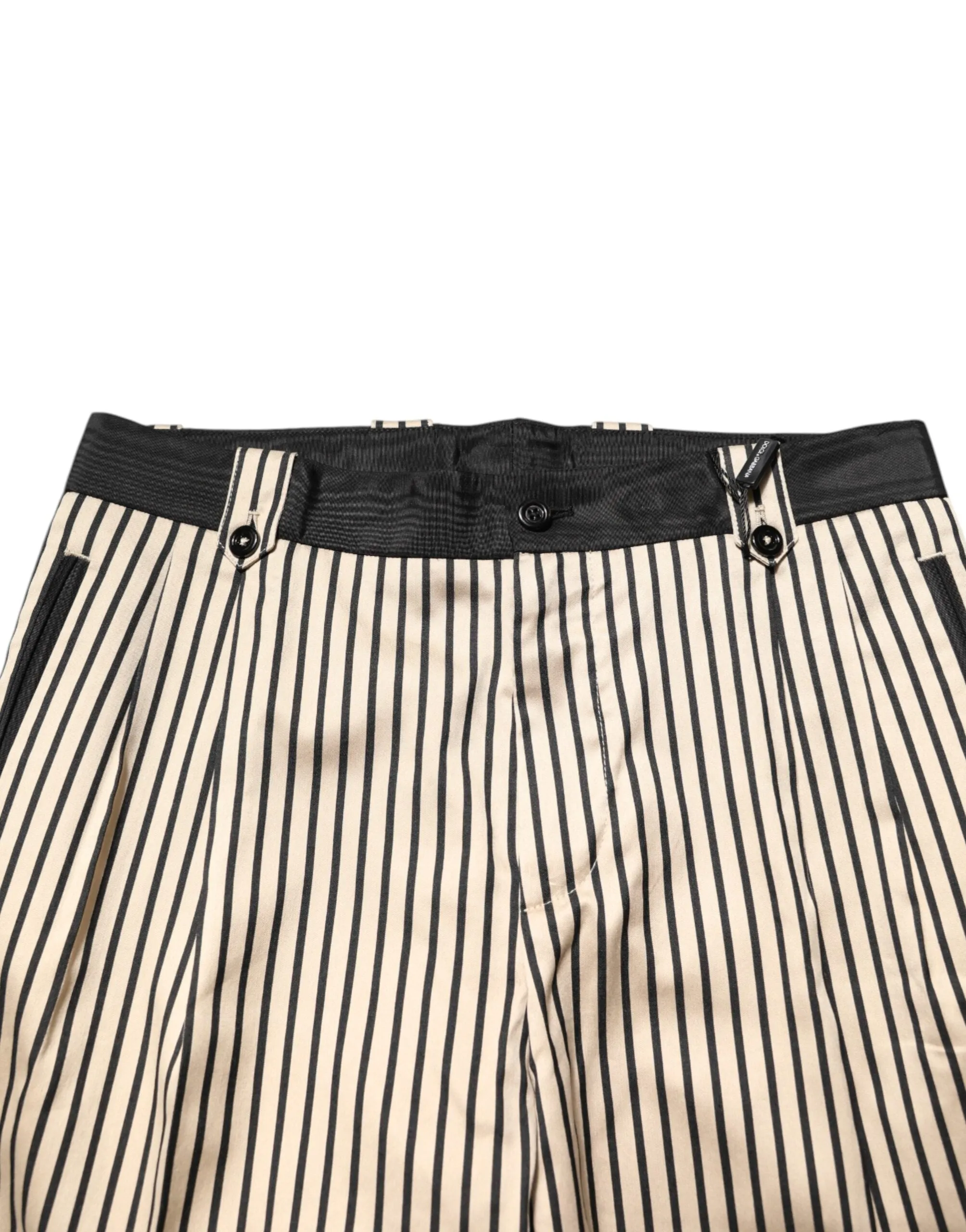 Dolce & Gabbana Beige Black Striped Cotton Slim Fit Trousers Pants sold by Siebentaschen product image thumbnail 5