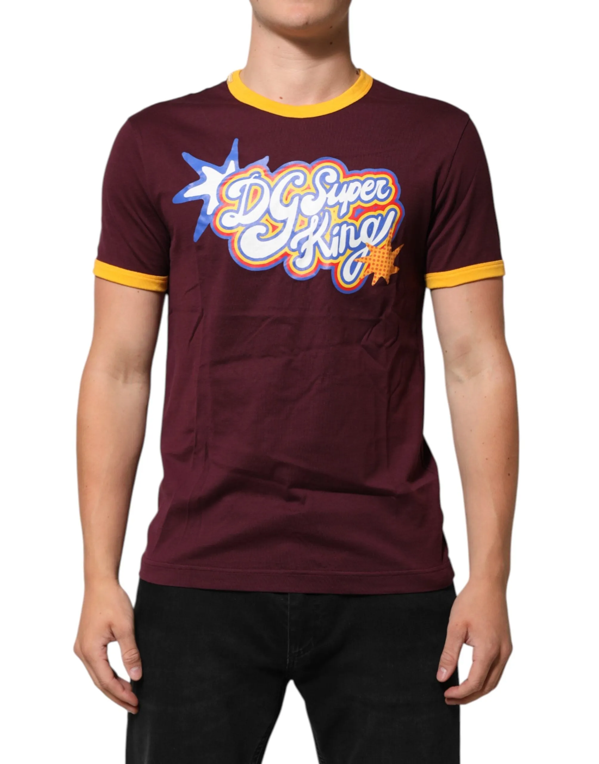 Dolce & Gabbana Burgundy Cotton DG Super King Logo T-Shirt sold by Siebentaschen