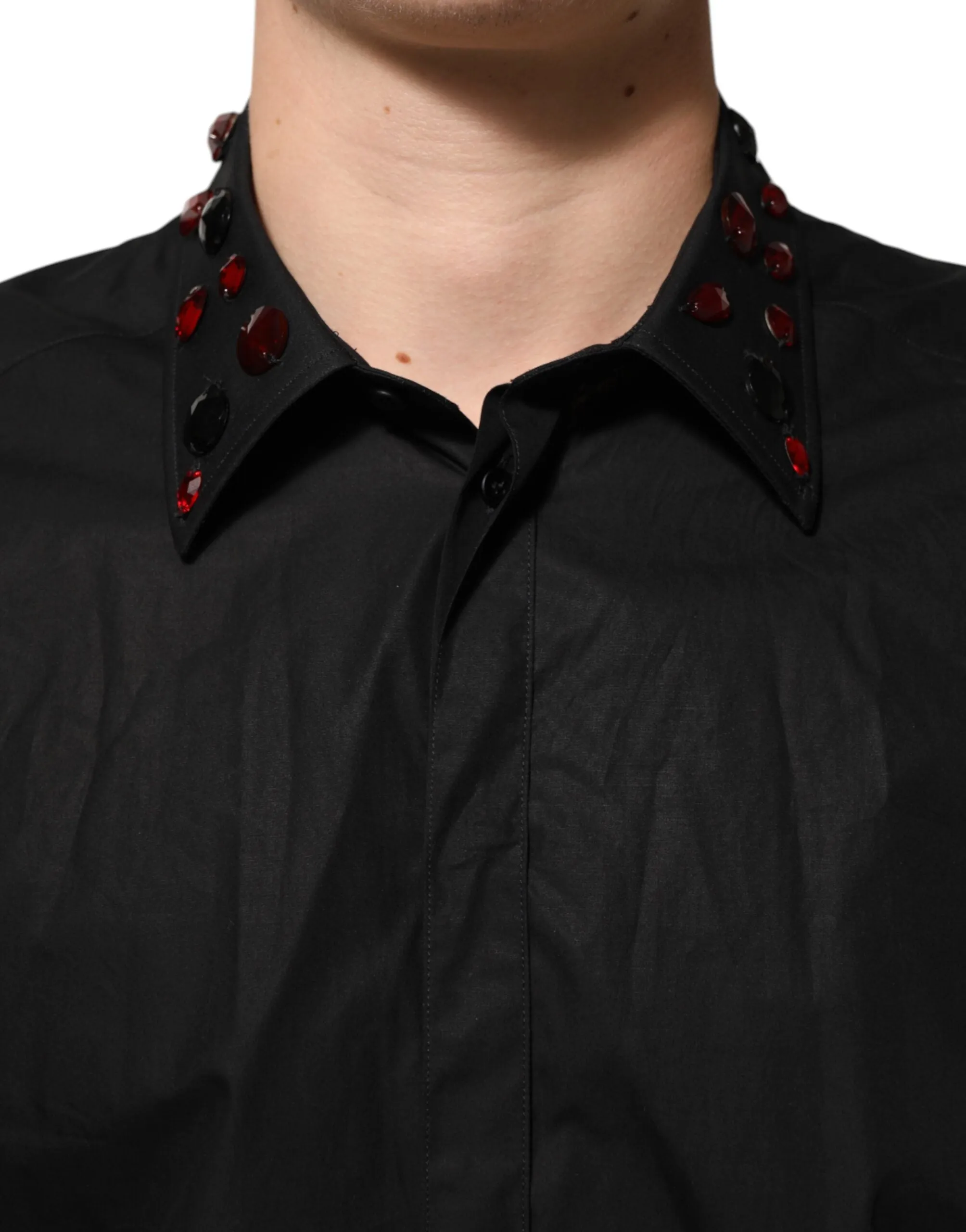 Dolce & Gabbana Black Cotton Embellished Collar Men’s Shirt sold by Siebentaschen product image thumbnail 5