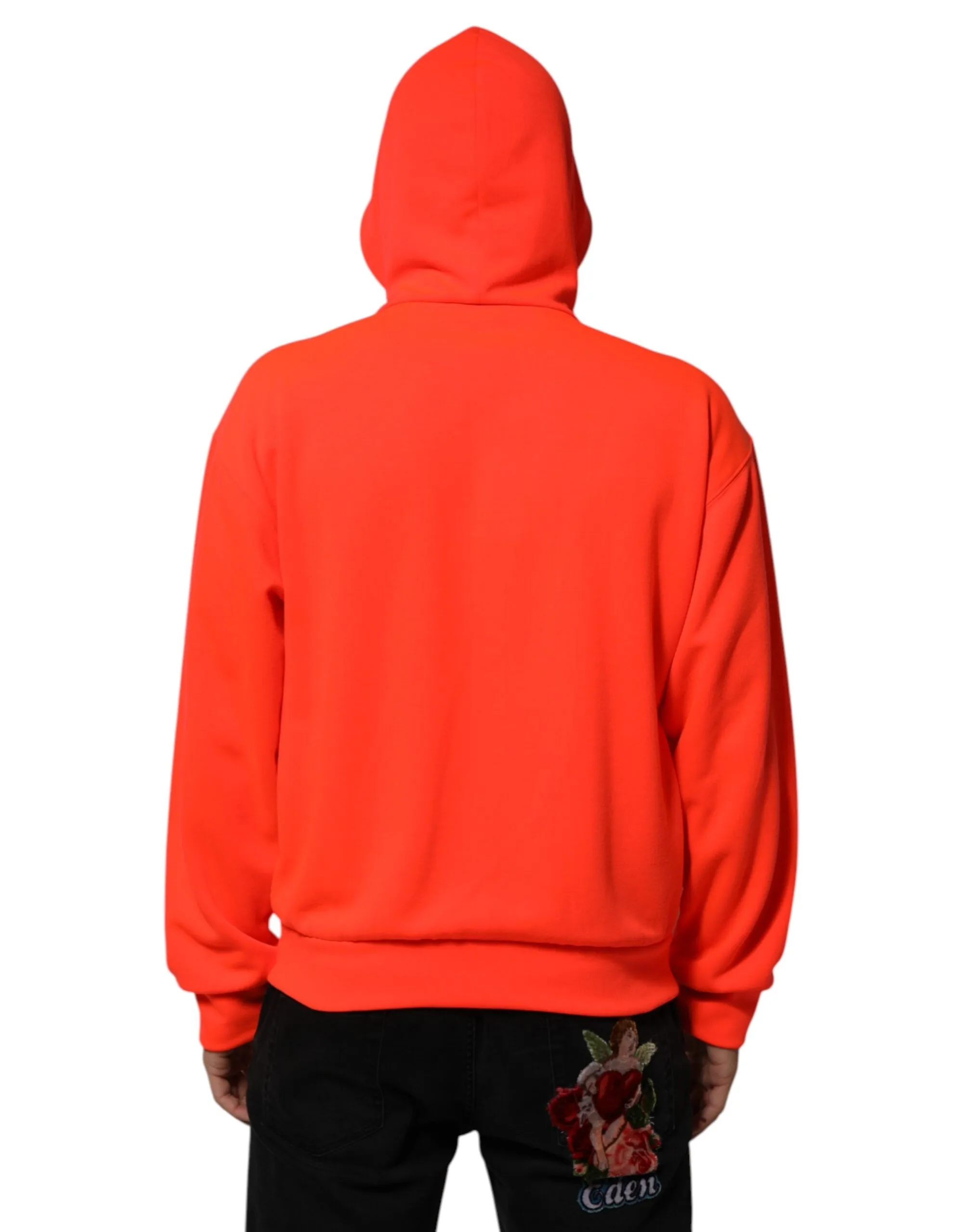 Dolce & Gabbana Red Fluorescent Polyester Logo Patch Hoodie Sweater sold by Siebentaschen product image thumbnail 4