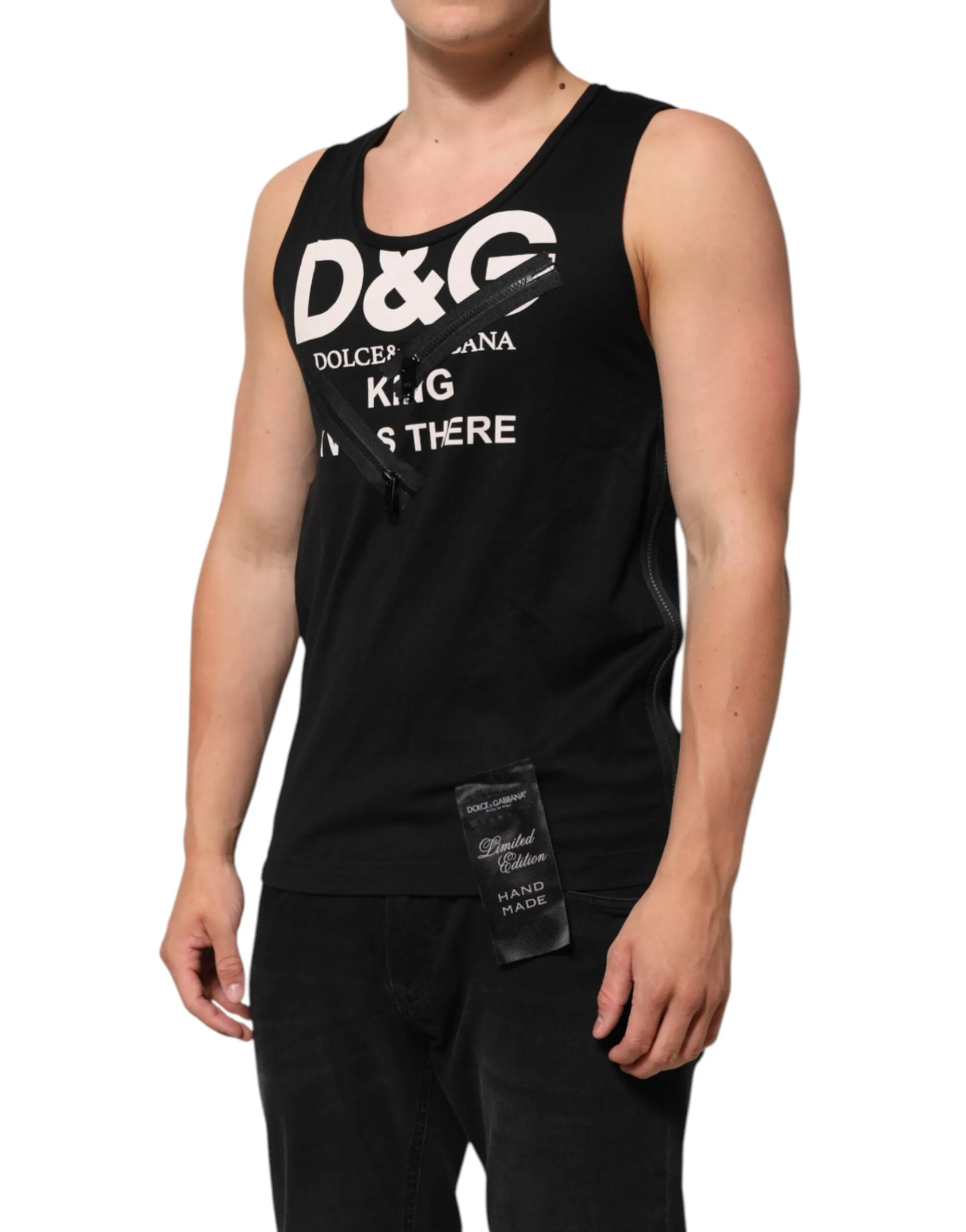 Dolce & Gabbana Black Cotton Sleeveless Tank Top DG Logo Men T-shirt sold by Siebentaschen product image thumbnail 3