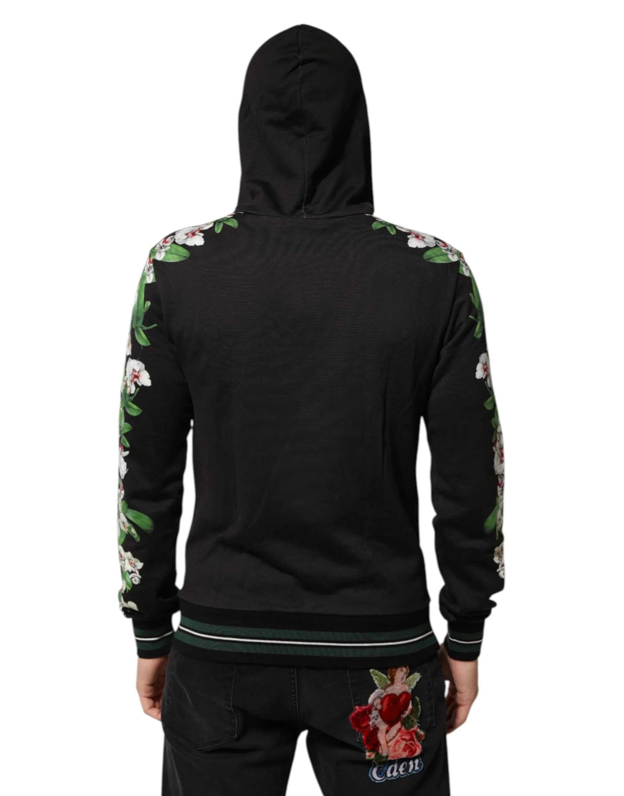 Dolce & Gabbana KING Black Orchid Floral Crown Logo Hoodie Sweater sold by Siebentaschen product image thumbnail 4