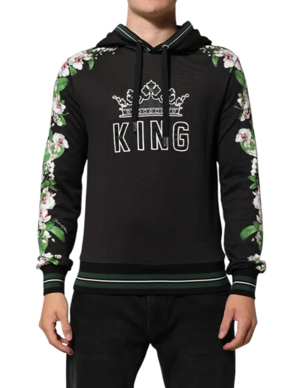 Dolce & Gabbana KING Black Orchid Floral Crown Logo Hoodie Sweater sold by Siebentaschen