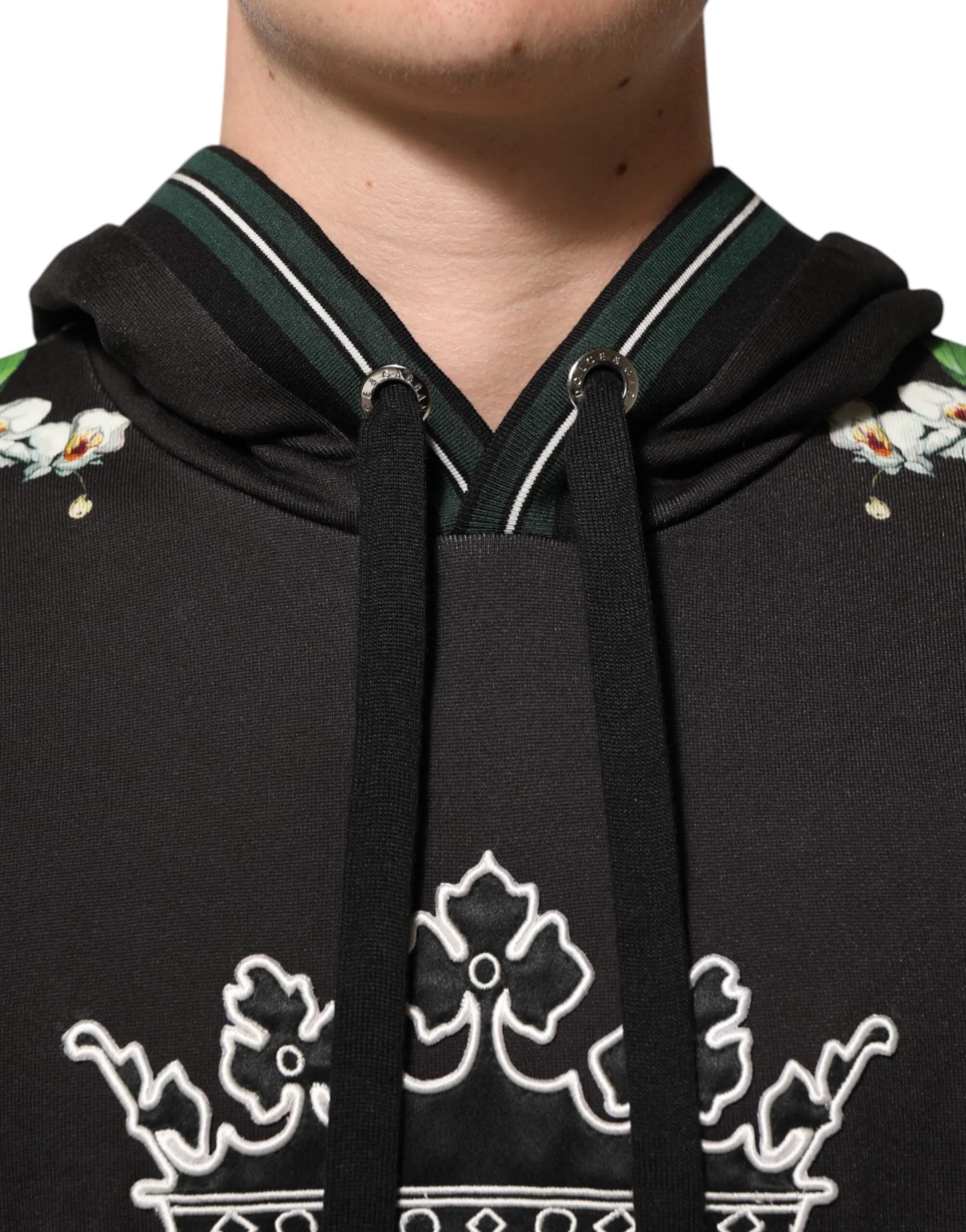 Dolce & Gabbana KING Black Orchid Floral Crown Logo Hoodie Sweater sold by Siebentaschen product image thumbnail 5