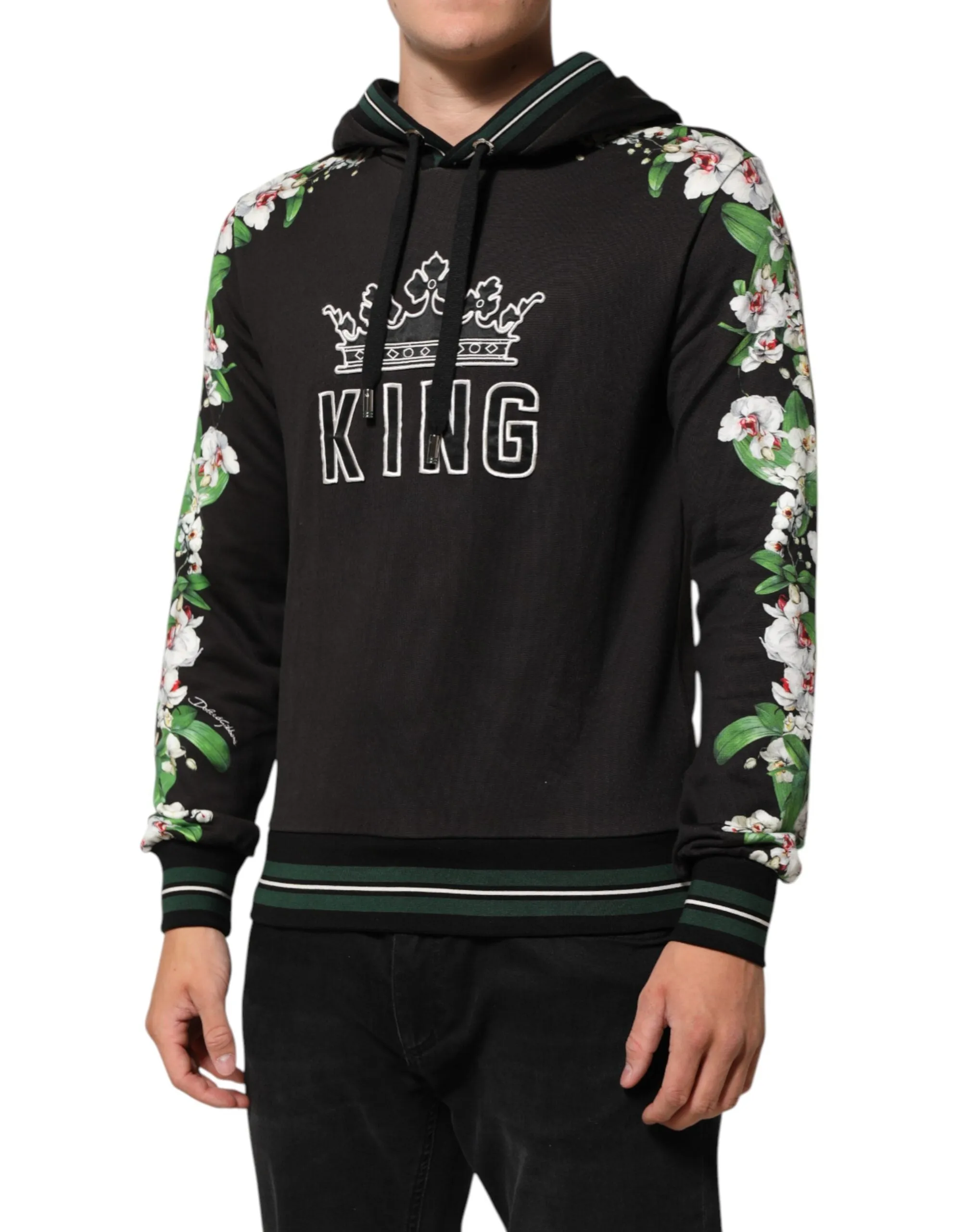 Dolce & Gabbana KING Black Orchid Floral Crown Logo Hoodie Sweater sold by Siebentaschen product image thumbnail 3