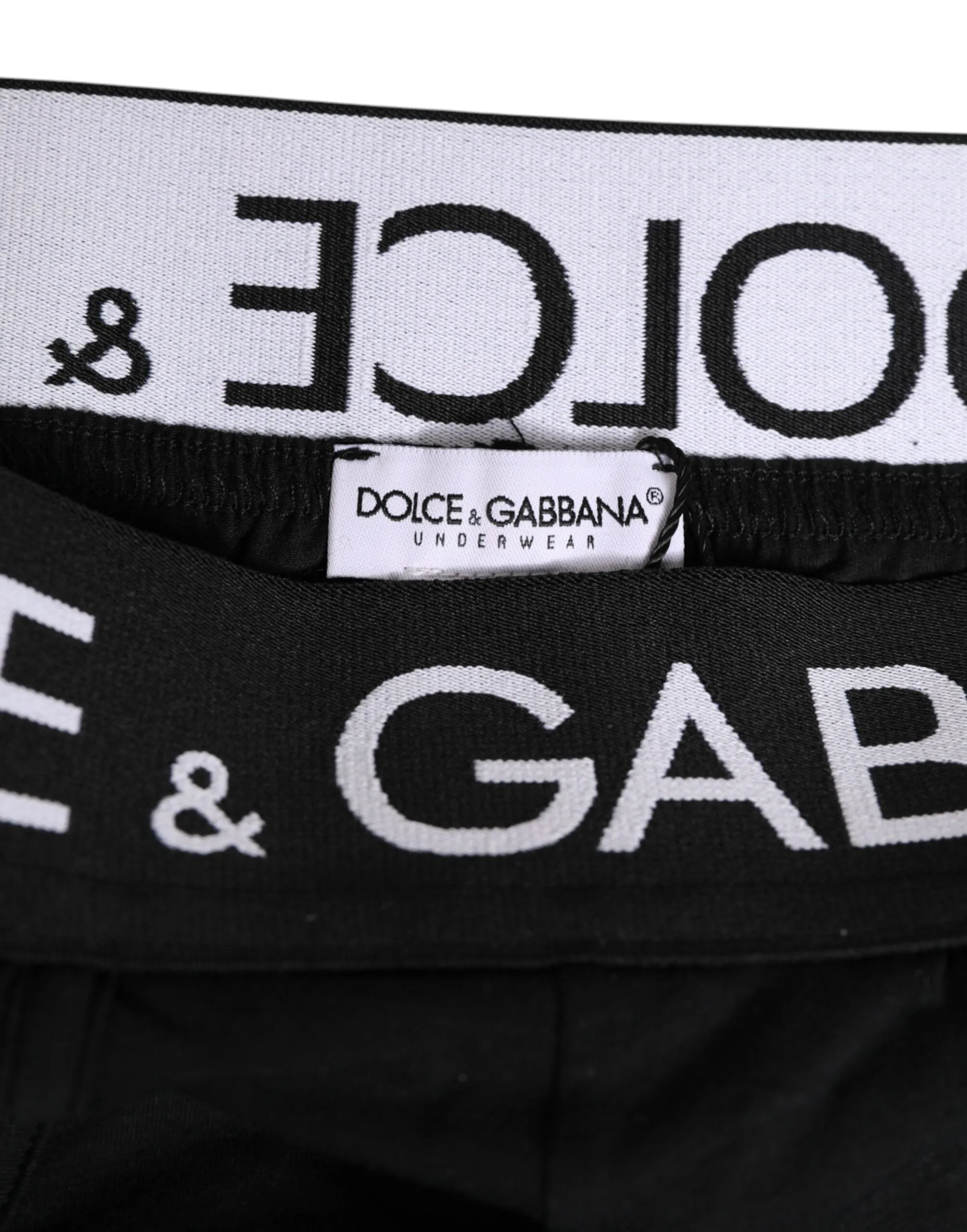 Dolce & Gabbana Black Cotton Elastic Logo Waistband Swimwear sold by Siebentaschen product image thumbnail 3