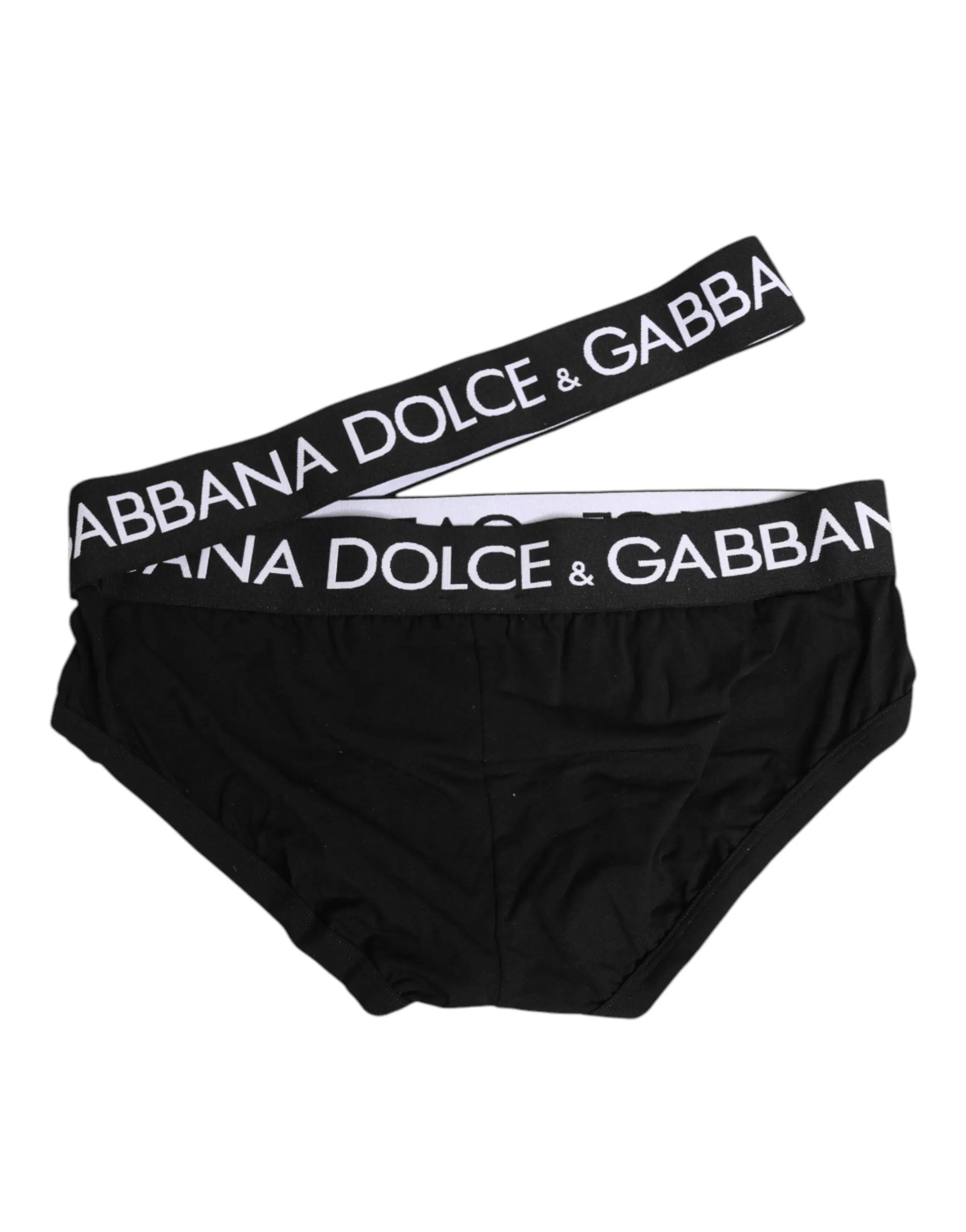 Dolce & Gabbana Black Cotton Elastic Logo Waistband Swimwear sold by Siebentaschen product image thumbnail 4