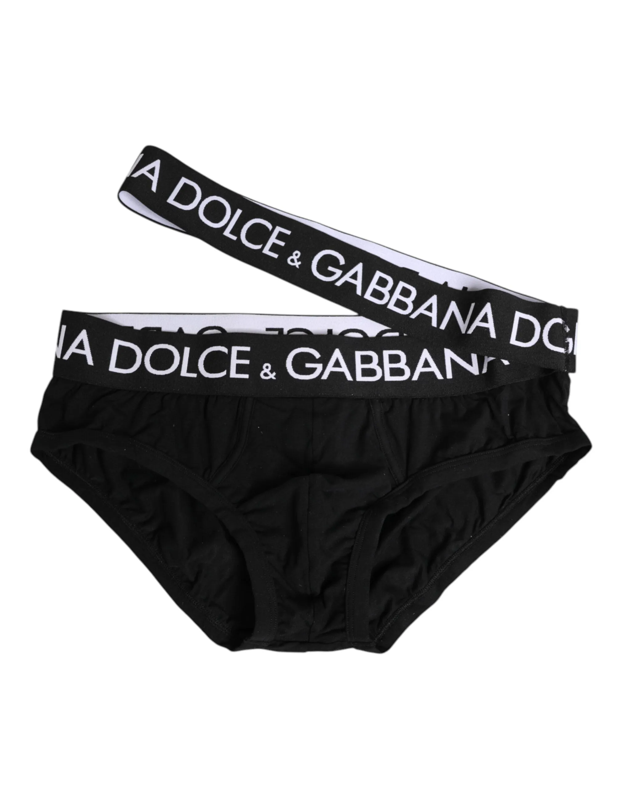 Dolce & Gabbana Black Cotton Elastic Logo Waistband Swimwear sold by Siebentaschen
