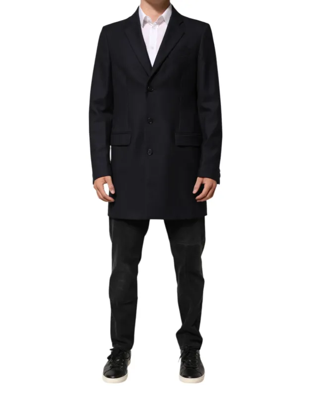 Dolce & Gabbana Dark Blue Wool Men Jacket Coat Blazer Suit sold by Siebentaschen