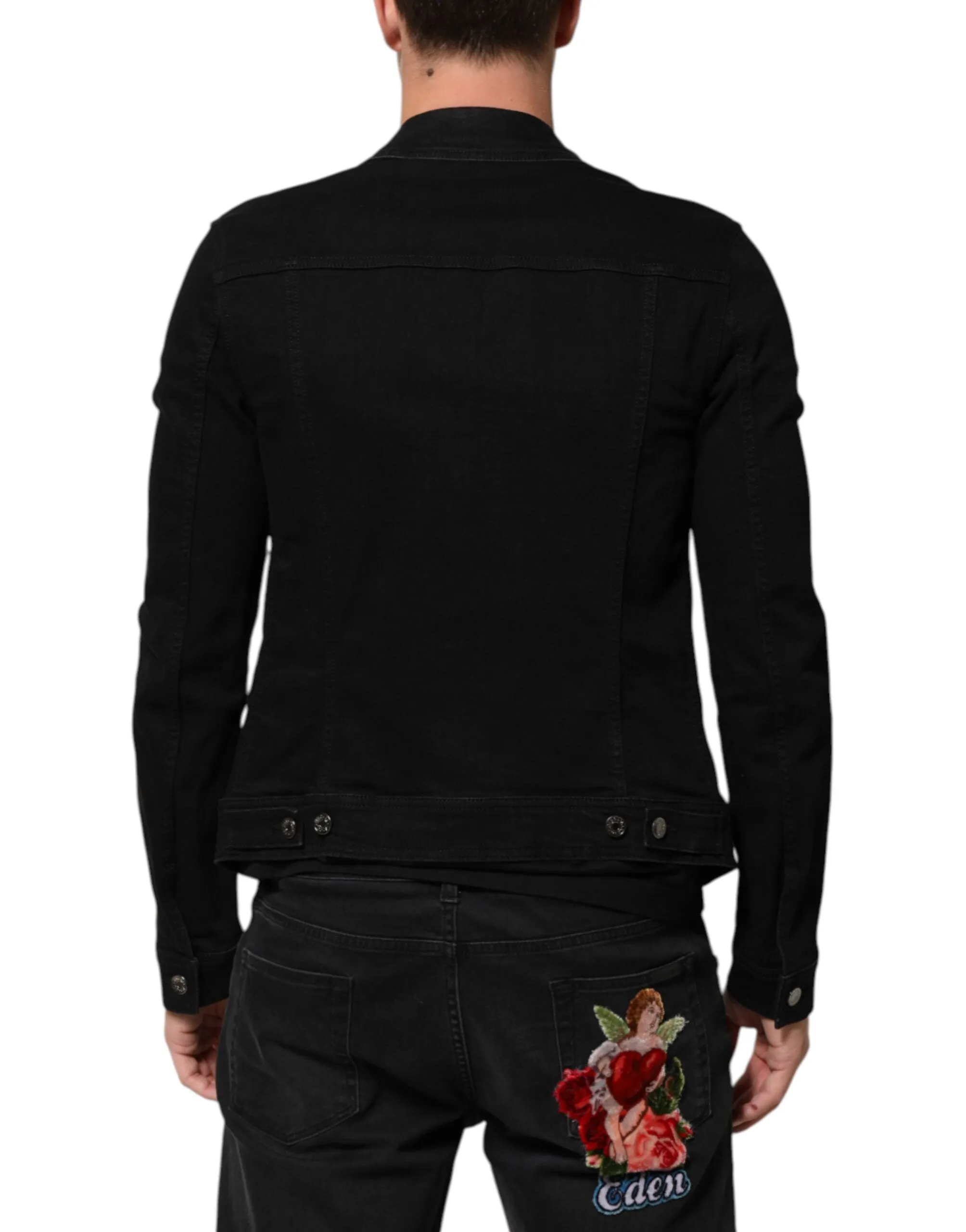 Dolce & Gabbana Black Cotton Denim Stretch Button Up Jacket sold by Siebentaschen product image thumbnail 4
