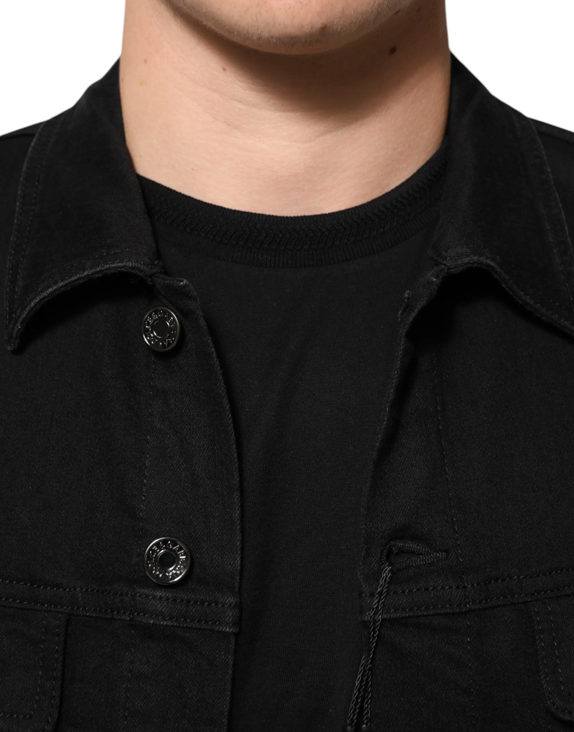 Dolce & Gabbana Black Cotton Denim Stretch Button Up Jacket sold by Siebentaschen product image thumbnail 5