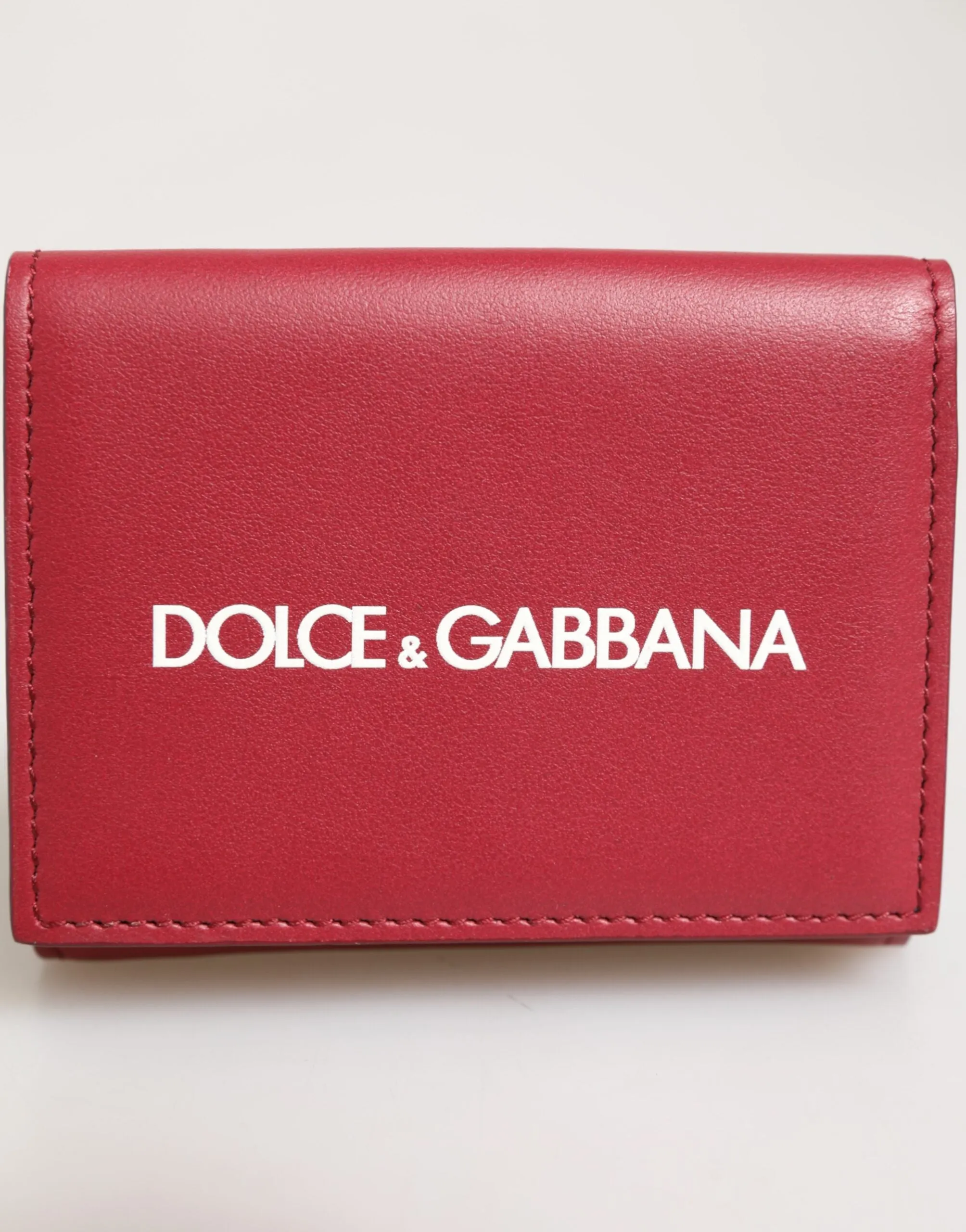 Dolce & Gabbana Red Leather Bold Logo Print Trifold Card Holder Wallet sold by Siebentaschen product image thumbnail 3