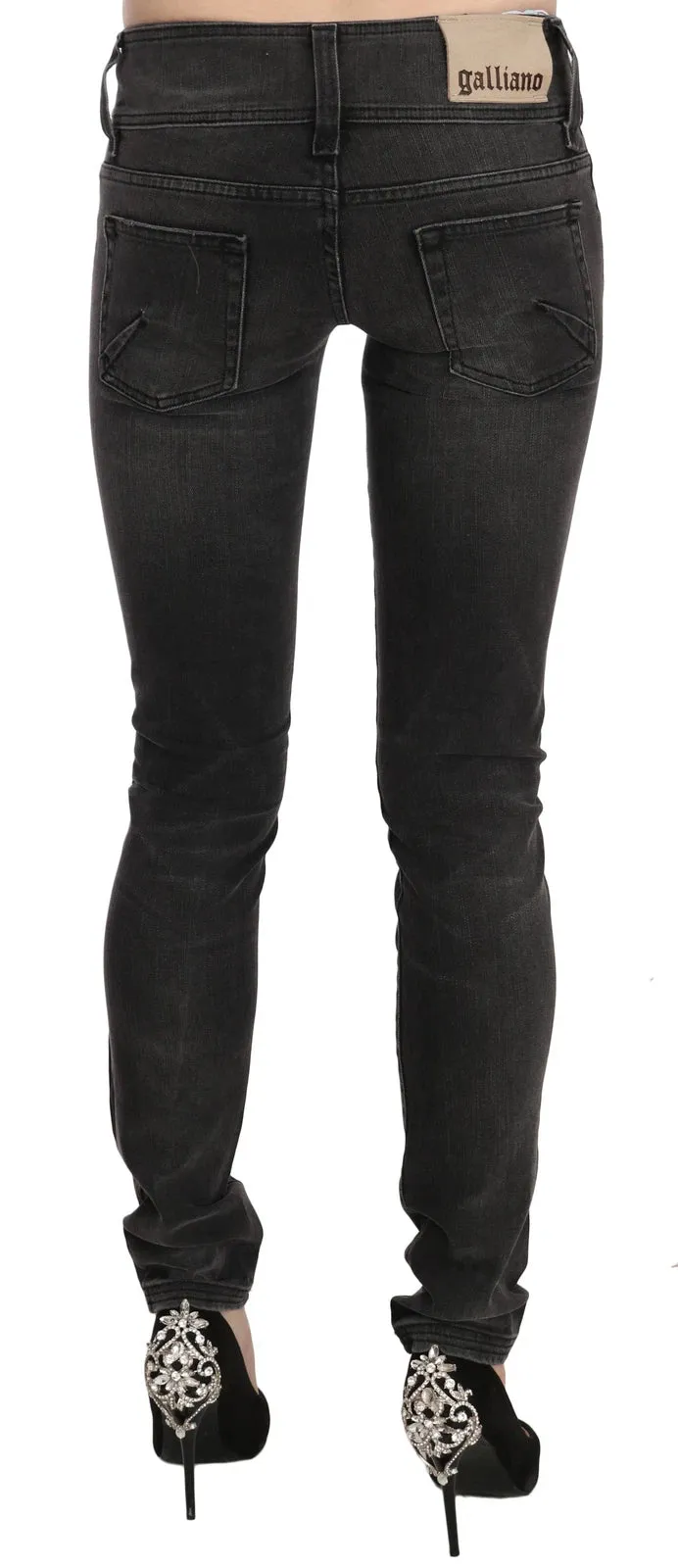 John Galliano Black Washed Low Waist Slim Fit Skinny Denim Pants Jeans sold by Siebentaschen product image thumbnail 3