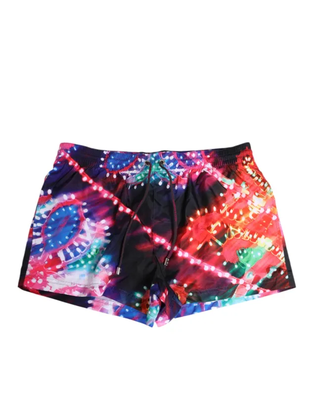 Dolce & Gabbana Multicolor Neon Print Polyester Shorts Swimwear sold by Siebentaschen