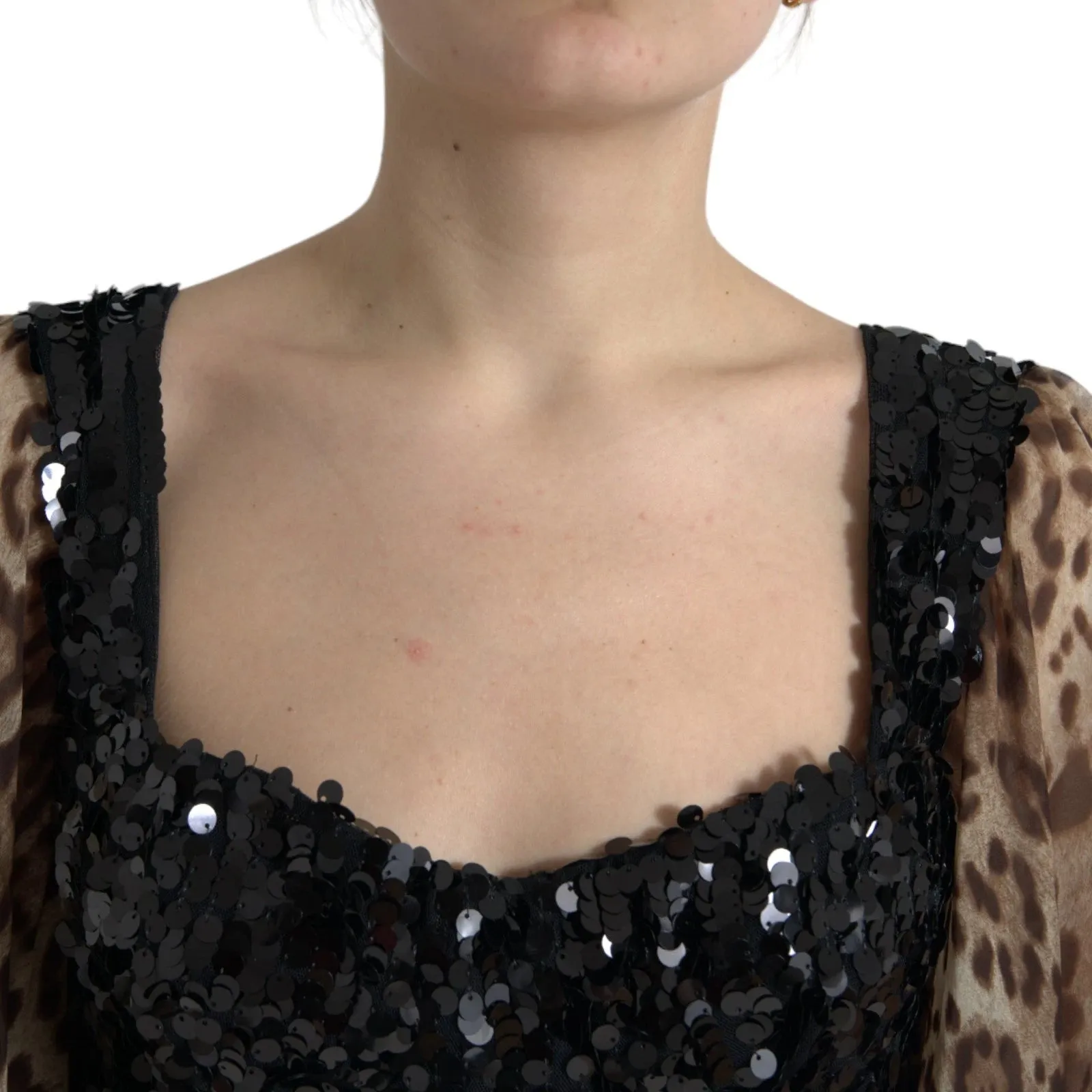 Dolce & Gabbana Leopard Print Silk Sequin Ruffle Maxi Dress sold by Siebentaschen product image thumbnail 5