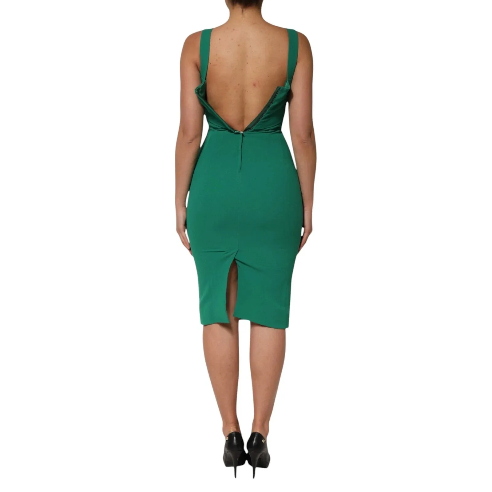 Dolce & Gabbana Dark Green Sleeveless Rayon Bodycon Dress sold by Siebentaschen product image thumbnail 4