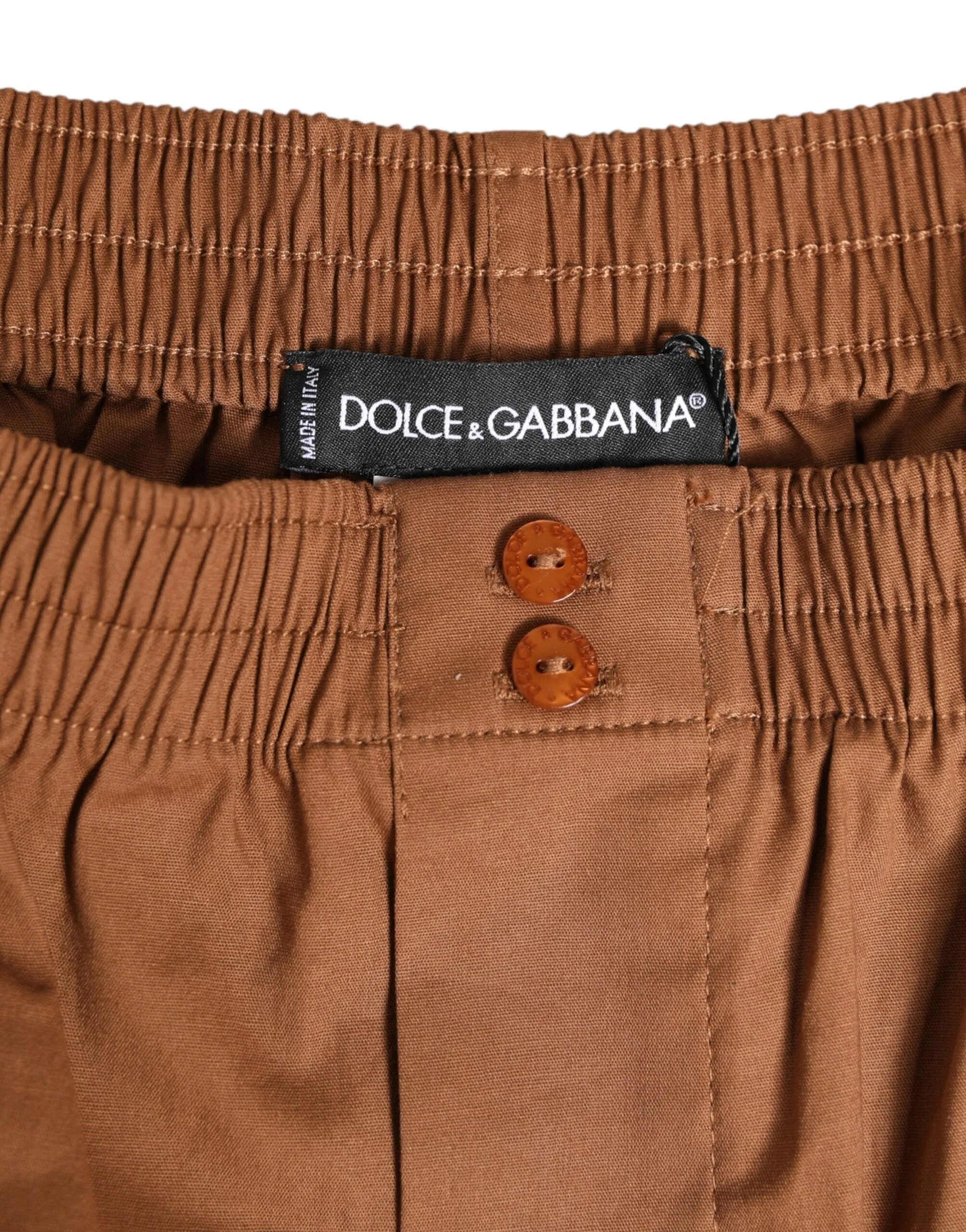 Dolce & Gabbana Brown Cotton Boxer Waistband Short Swimwear sold by Siebentaschen product image thumbnail 4