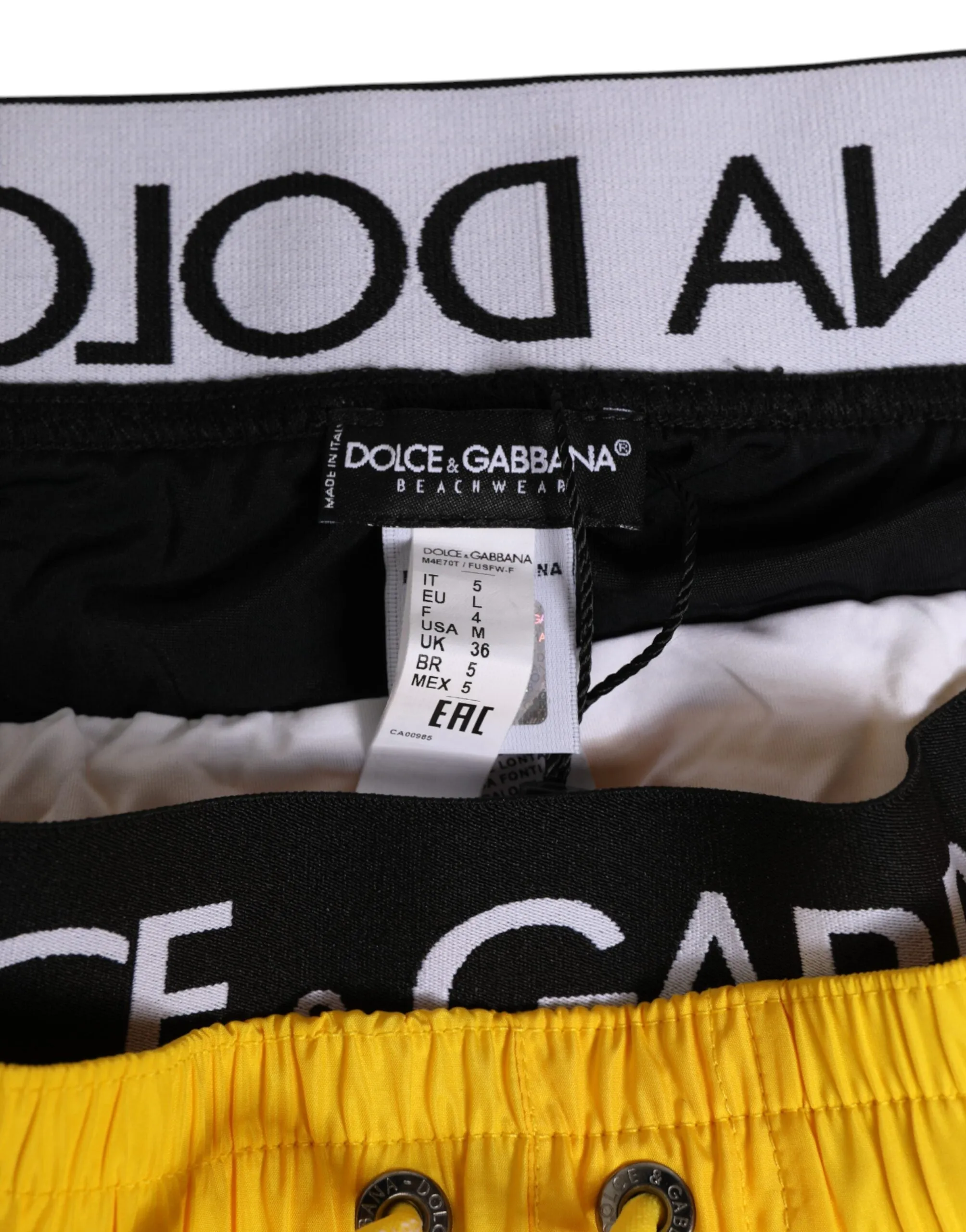 Dolce & Gabbana Yellow Drawstring Beachwear Men Shorts Swimwear sold by Siebentaschen product image thumbnail 4