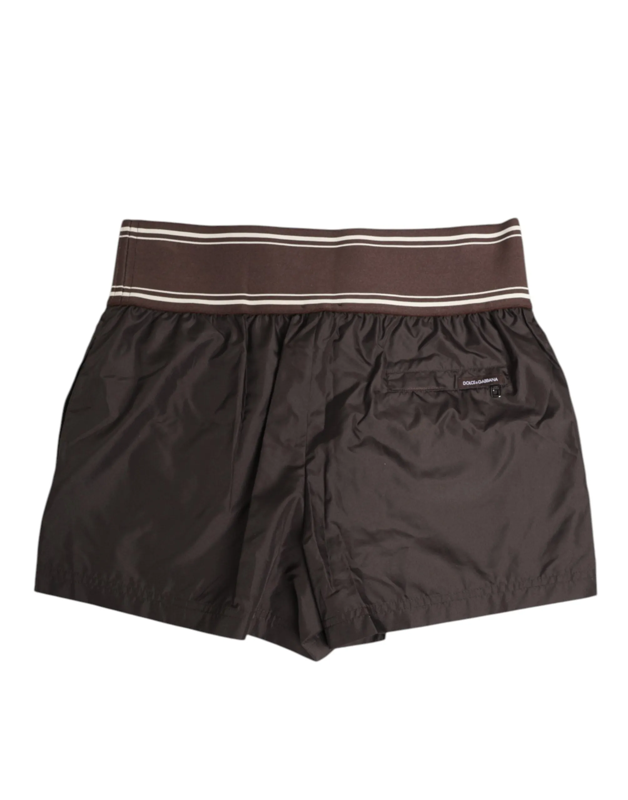 Dolce & Gabbana Brown Polyester Logo Elastic Waistband Swimwear sold by Siebentaschen product image thumbnail 5
