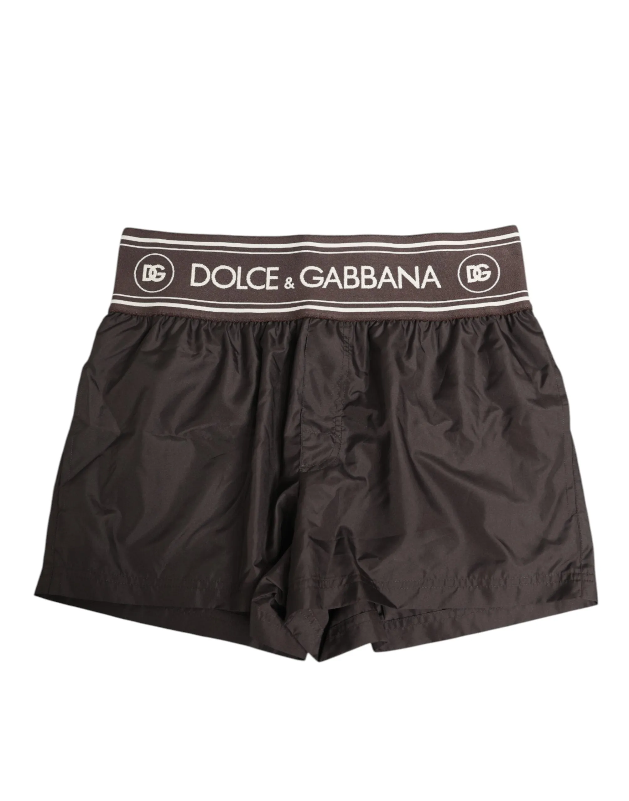 Dolce & Gabbana Brown Polyester Logo Elastic Waistband Swimwear sold by Siebentaschen product image thumbnail 2