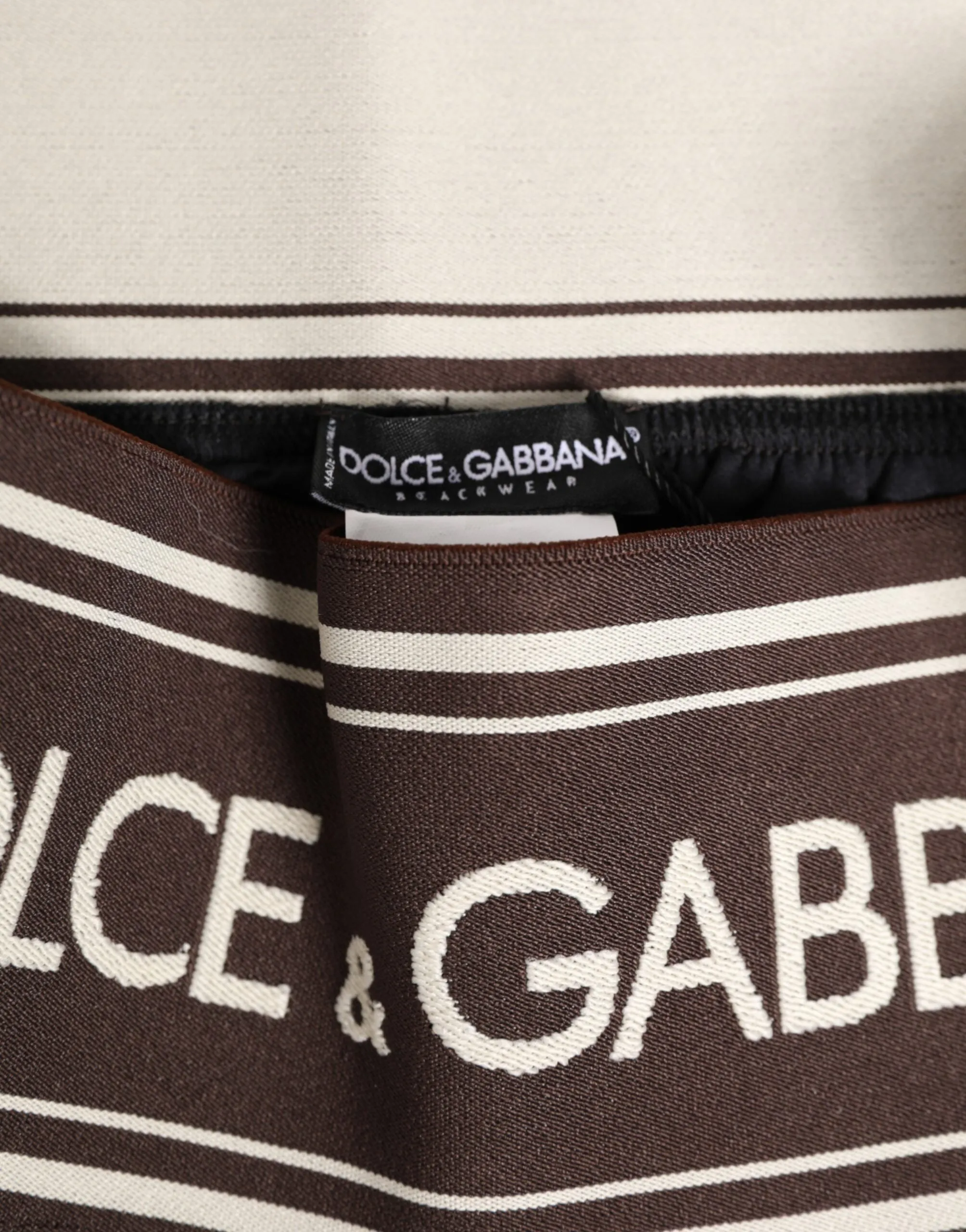 Dolce & Gabbana Brown Polyester Logo Elastic Waistband Swimwear sold by Siebentaschen product image thumbnail 4