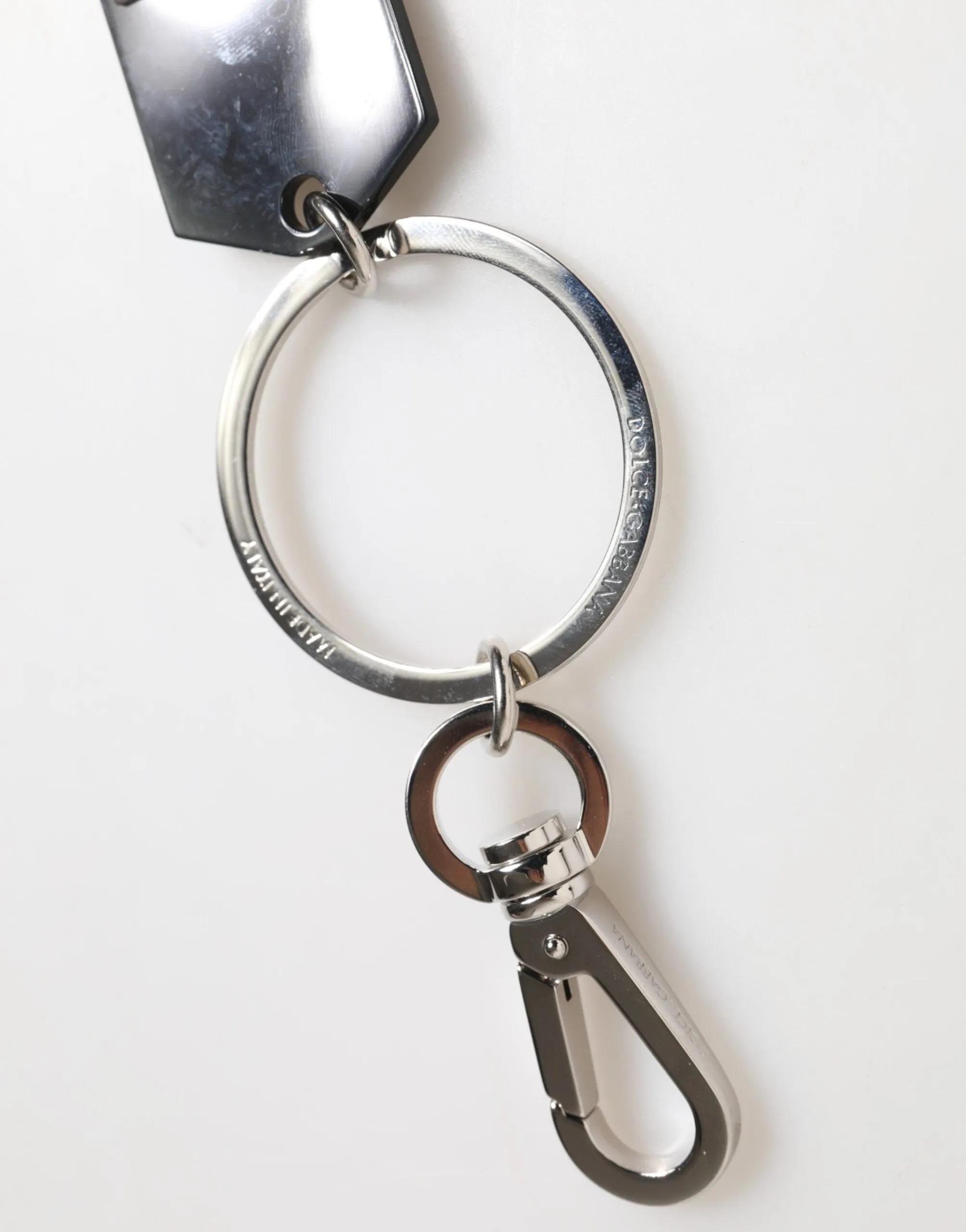 Dolce & Gabbana Black Sint Glass Plaque DG Logo Metal PlateKeychain Keyring sold by Siebentaschen product image thumbnail 4