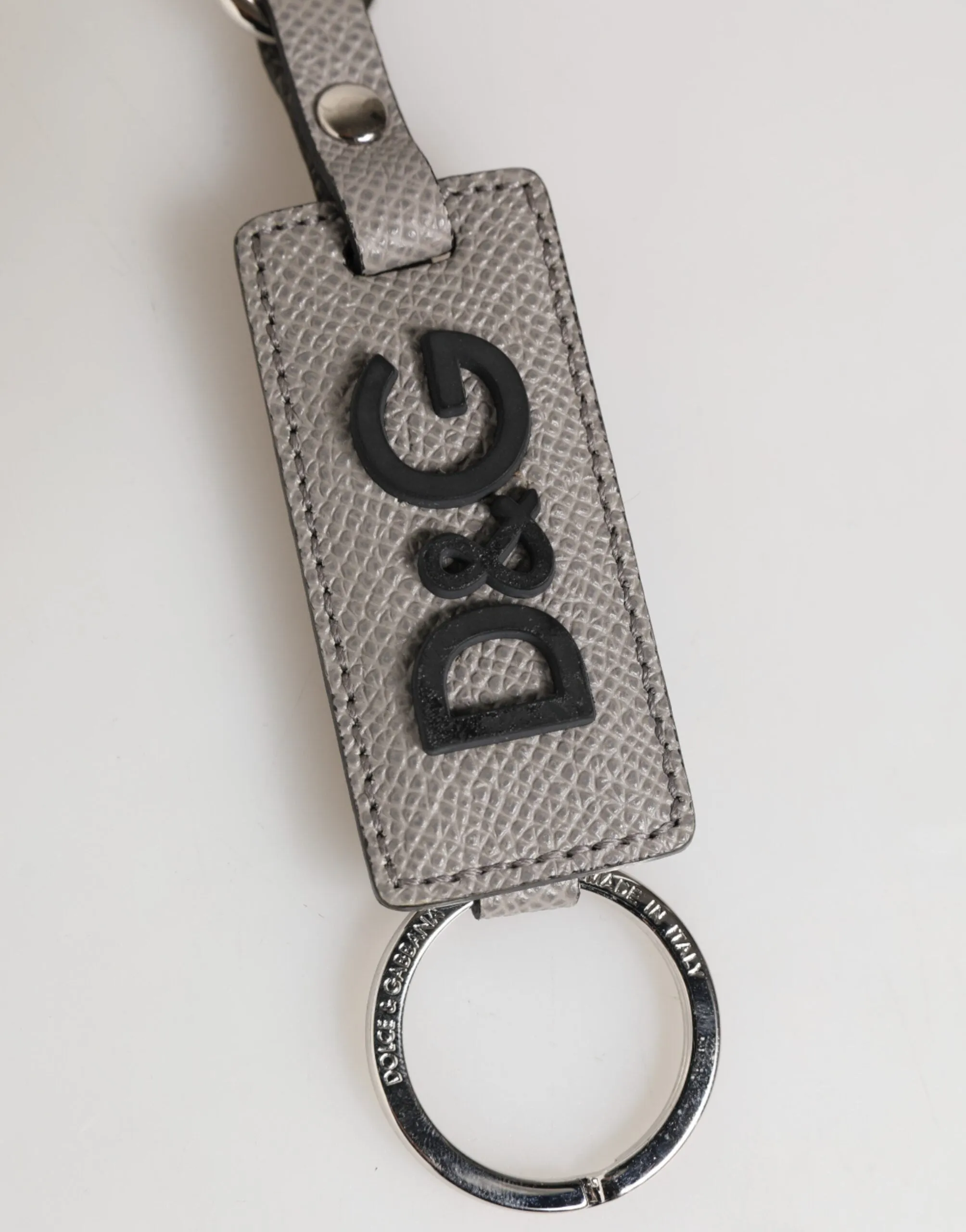 Dolce & Gabbana Gray Leather Logo Metal Ring Keychain Holder Keyring sold by Siebentaschen product image thumbnail 4