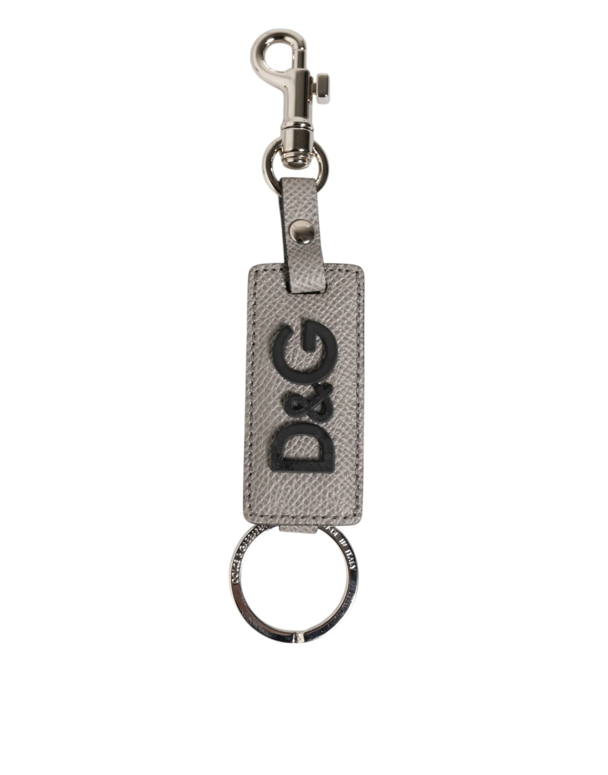 Dolce & Gabbana Gray Leather Logo Metal Ring Keychain Holder Keyring sold by Siebentaschen product image thumbnail 2