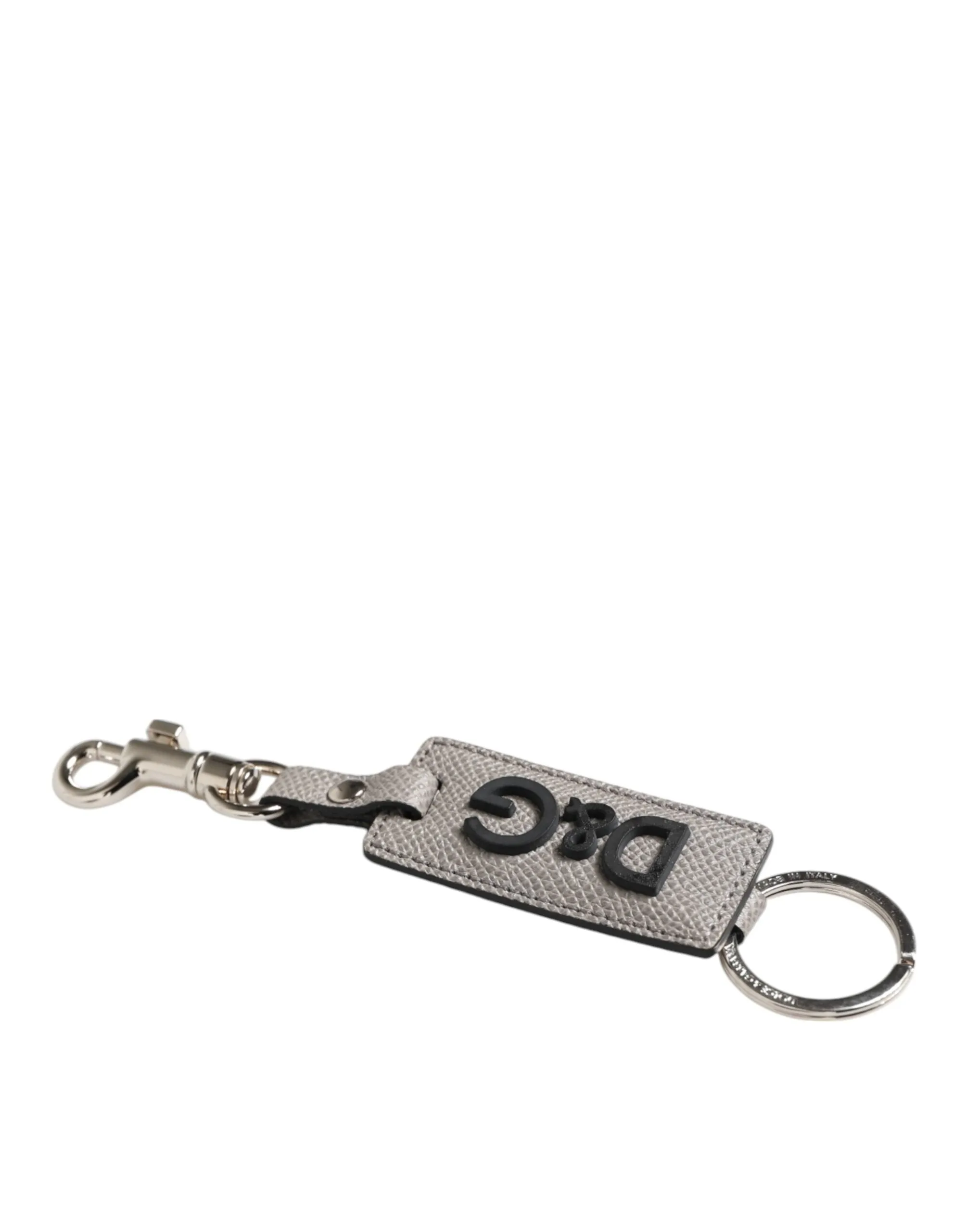 Dolce & Gabbana Gray Leather Logo Metal Ring Keychain Holder Keyring sold by Siebentaschen product image thumbnail 3