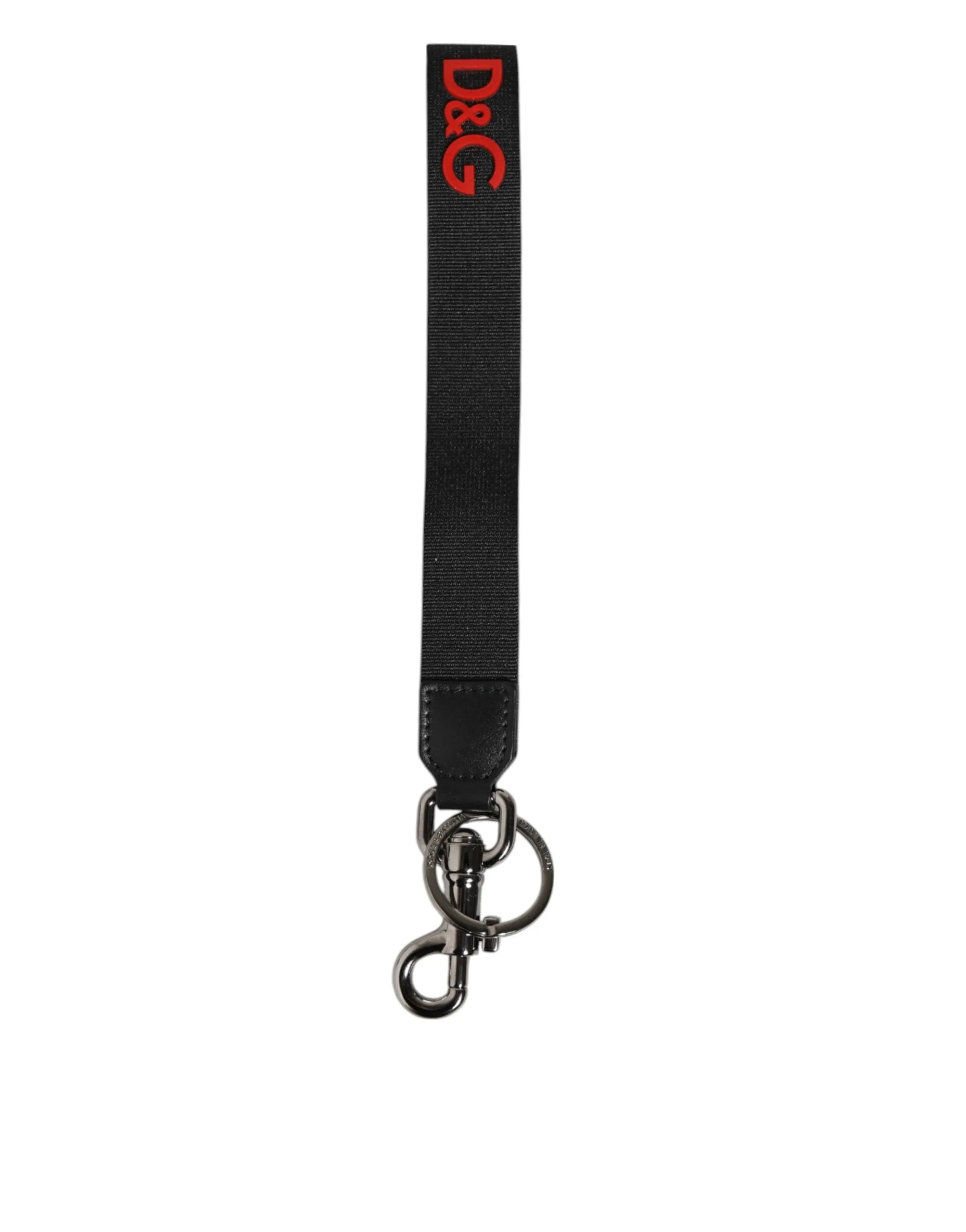 Dolce & Gabbana Black Red Logo Polyester Brass Holder Keychain Keyring sold by Siebentaschen