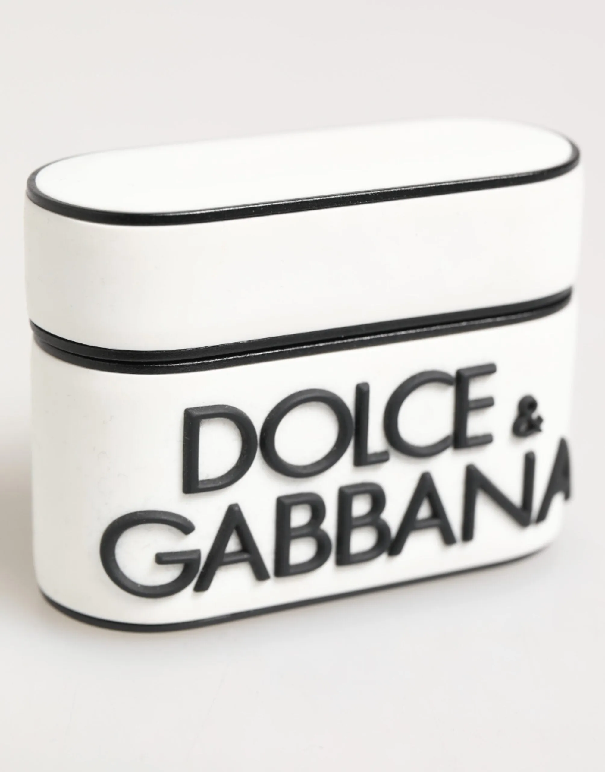 Dolce & Gabbana White Black Rubber Logo Embossed Accessory Airpods Case sold by Siebentaschen product image thumbnail 3
