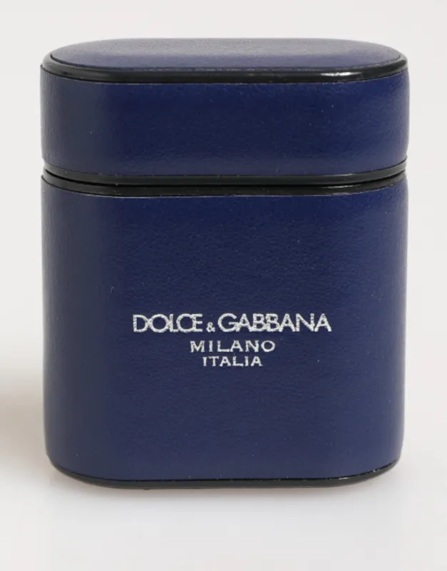 Dolce & Gabbana Blue Leather Logo Print Flip Holder Men Airpods Case sold by Siebentaschen
