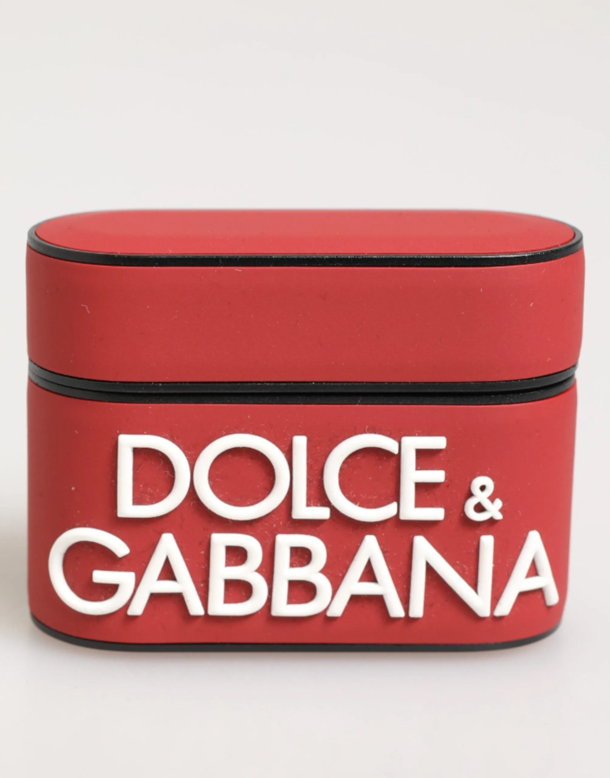 Dolce & Gabbana Red White Silicone Embossed Logo Accessory Airpods Case sold by Siebentaschen