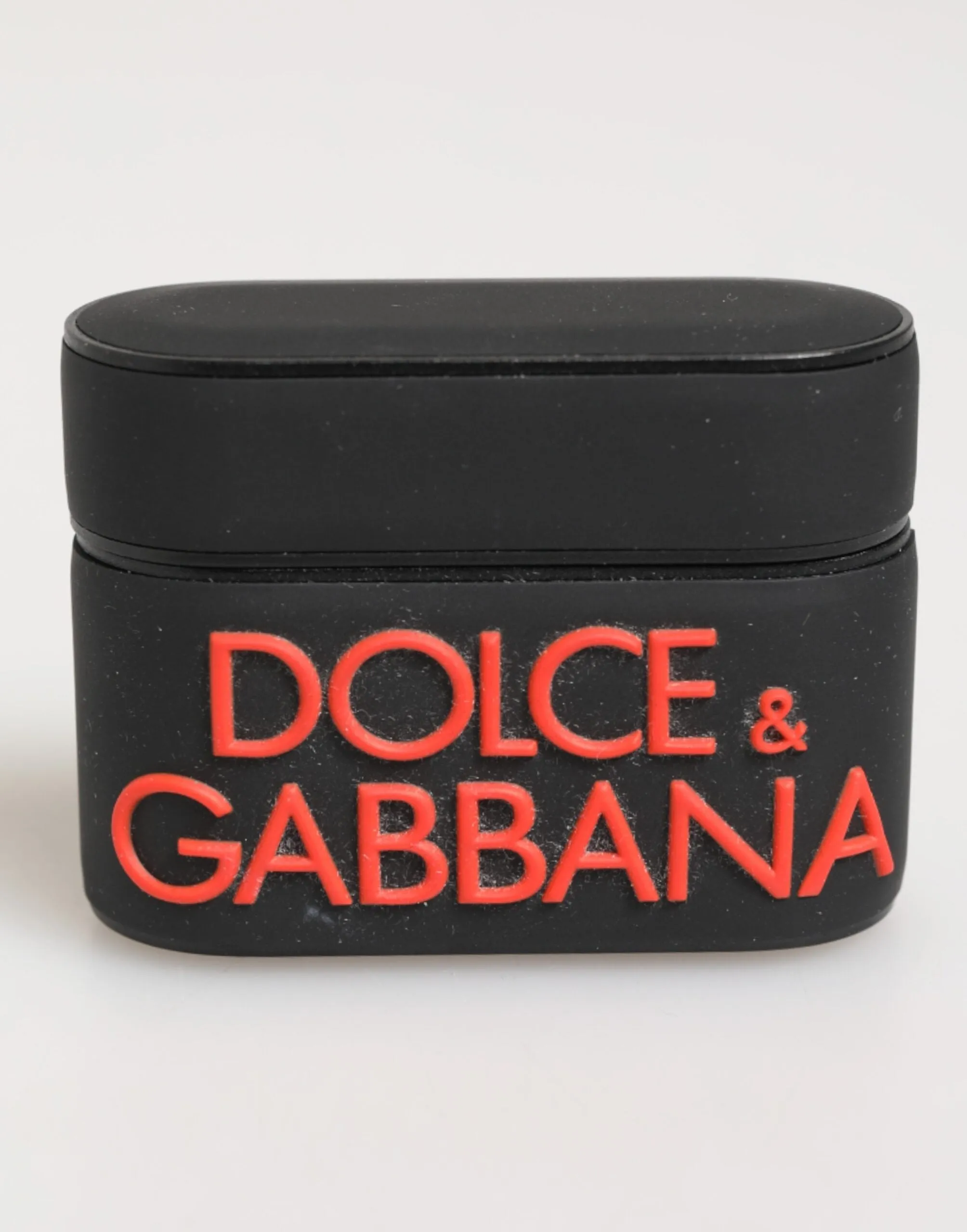 Dolce & Gabbana Black Orange Rubber Logo Embossed Accessory Airpods Case sold by Siebentaschen