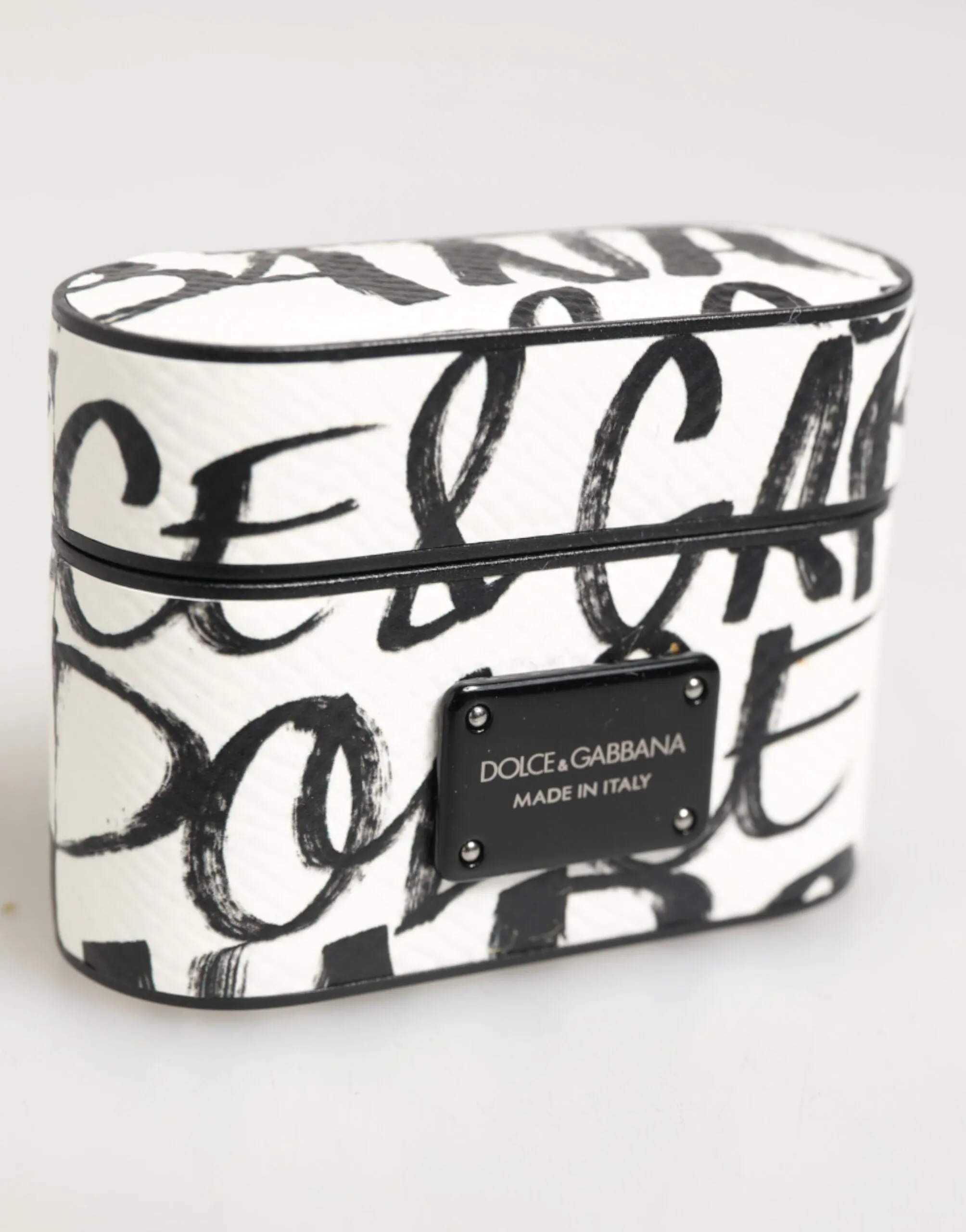 Dolce & Gabbana Black White Leather Monogram Print Logo Holder Airpods Case sold by Siebentaschen product image thumbnail 3