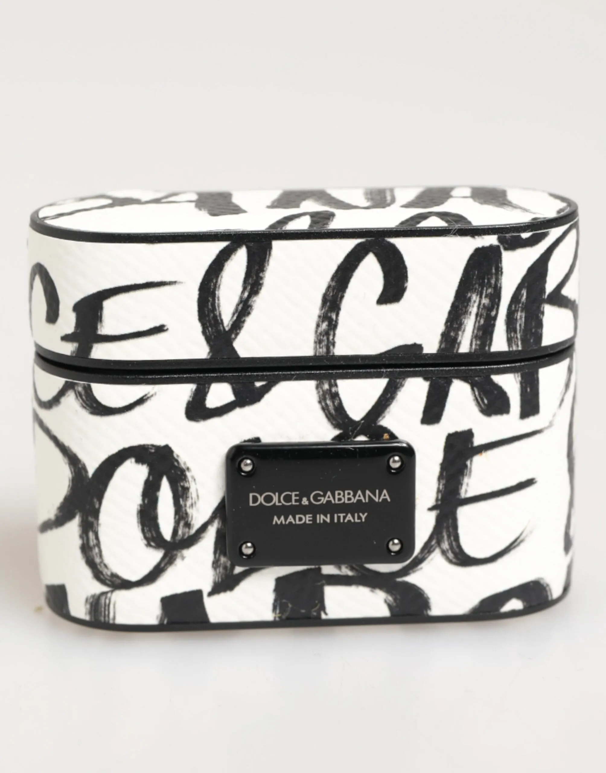 Dolce & Gabbana Black White Leather Monogram Print Logo Holder Airpods Case sold by Siebentaschen product image thumbnail 2