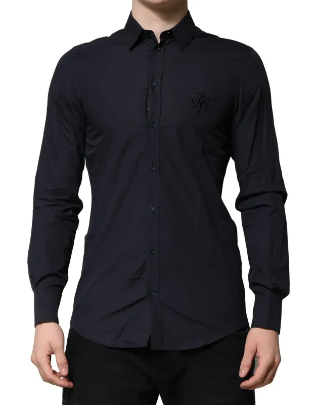 Dolce & Gabbana Dark Blue MARTINI Cotton Dress Formal Shirt sold by Siebentaschen
