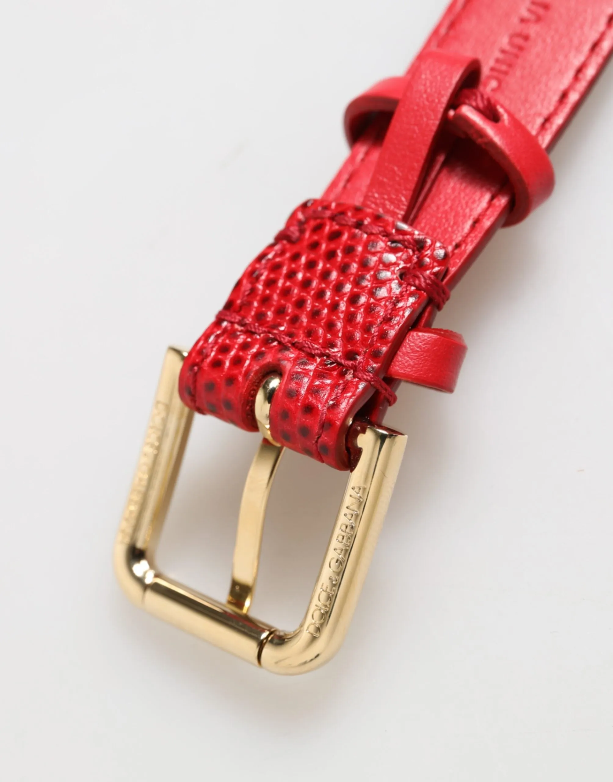 Dolce & Gabbana Red Exotic Leather Gold Tone Metal Buckle Women Armband sold by Siebentaschen product image thumbnail 4