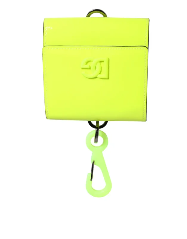 Dolce & Gabbana Yellow Green Bifold DG Logo Neck Strap Cardholder Wallet sold by Siebentaschen