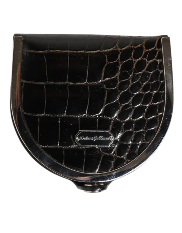 Dolce & Gabbana Black Polished Crocodile Leather Mens Coin Purse Wallet sold by Siebentaschen