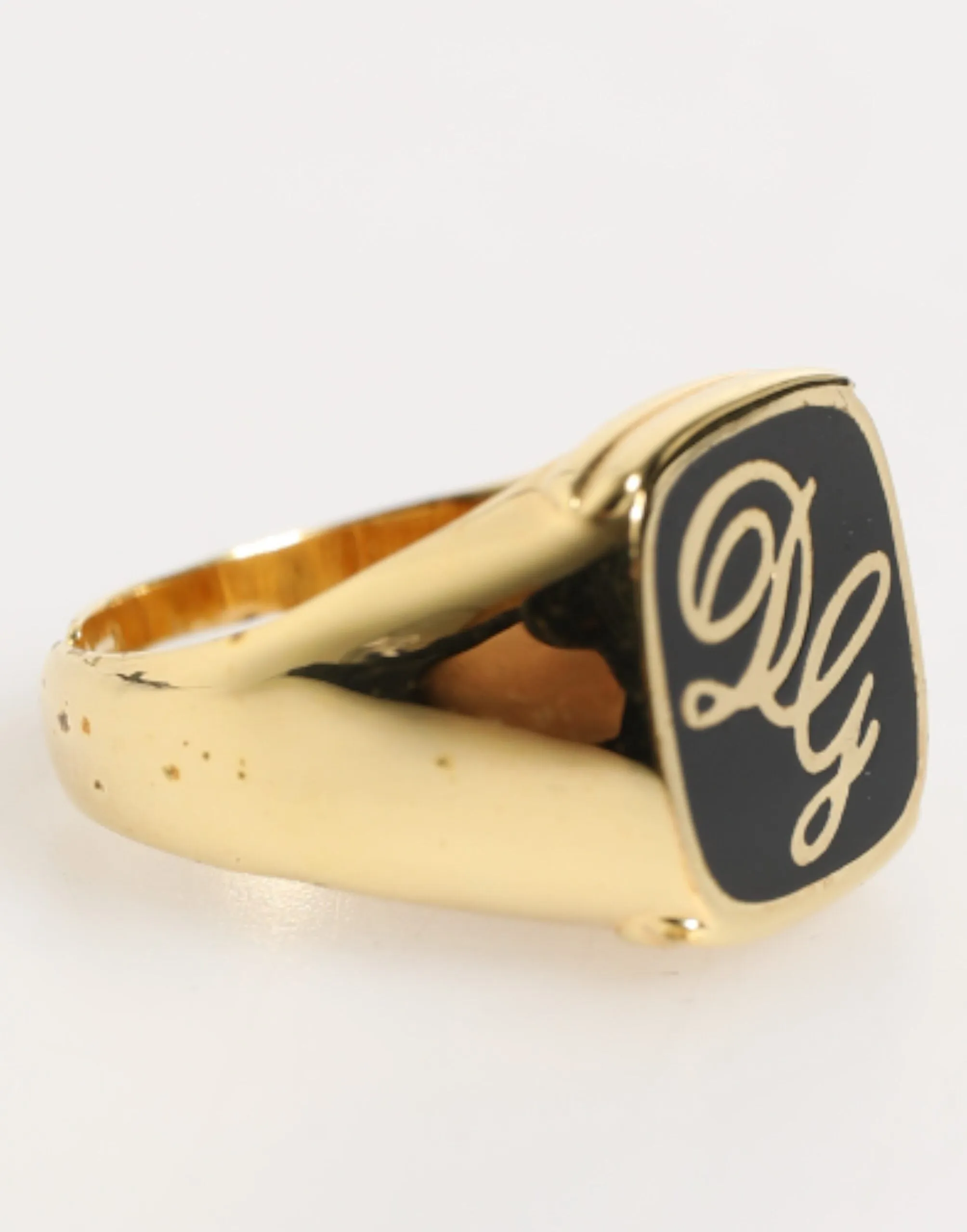 Dolce & Gabbana Gold Tone Enamel Brass Signet DG Logo Adjustable Ring sold by Siebentaschen product image thumbnail 3